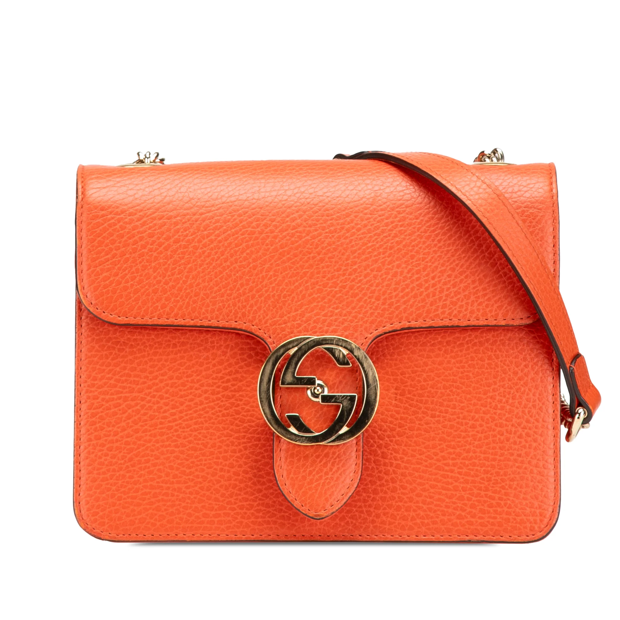 Gucci | Pre-Owned Small Dollar Calfskin Interlocking G Crossbody | Orange