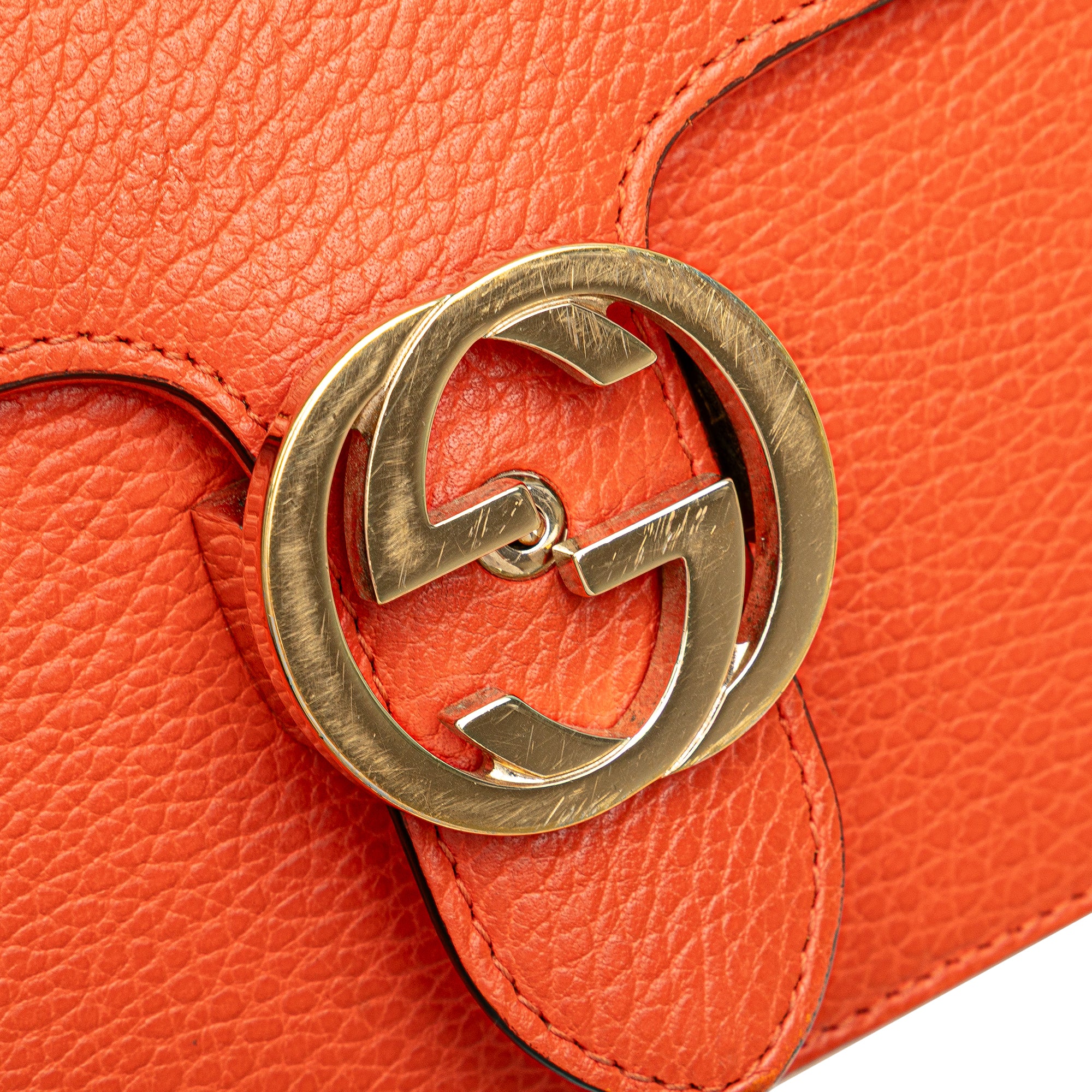 Gucci | Pre-Owned Small Dollar Calfskin Interlocking G Crossbody | Orange - Image 10