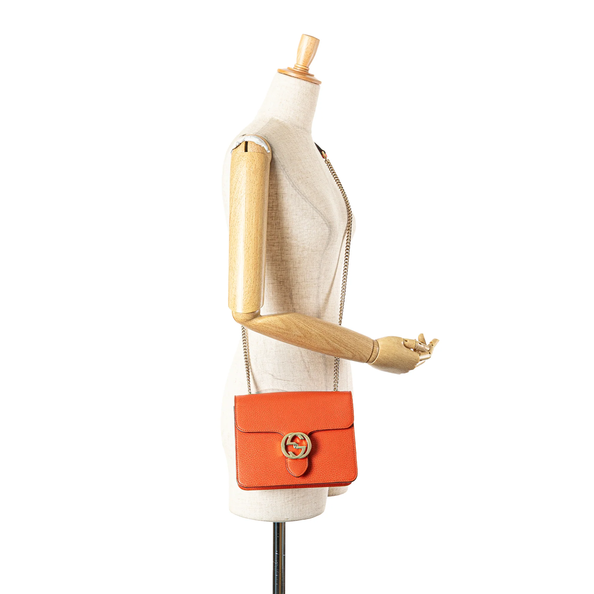 Gucci | Pre-Owned Small Dollar Calfskin Interlocking G Crossbody | Orange - Image 3