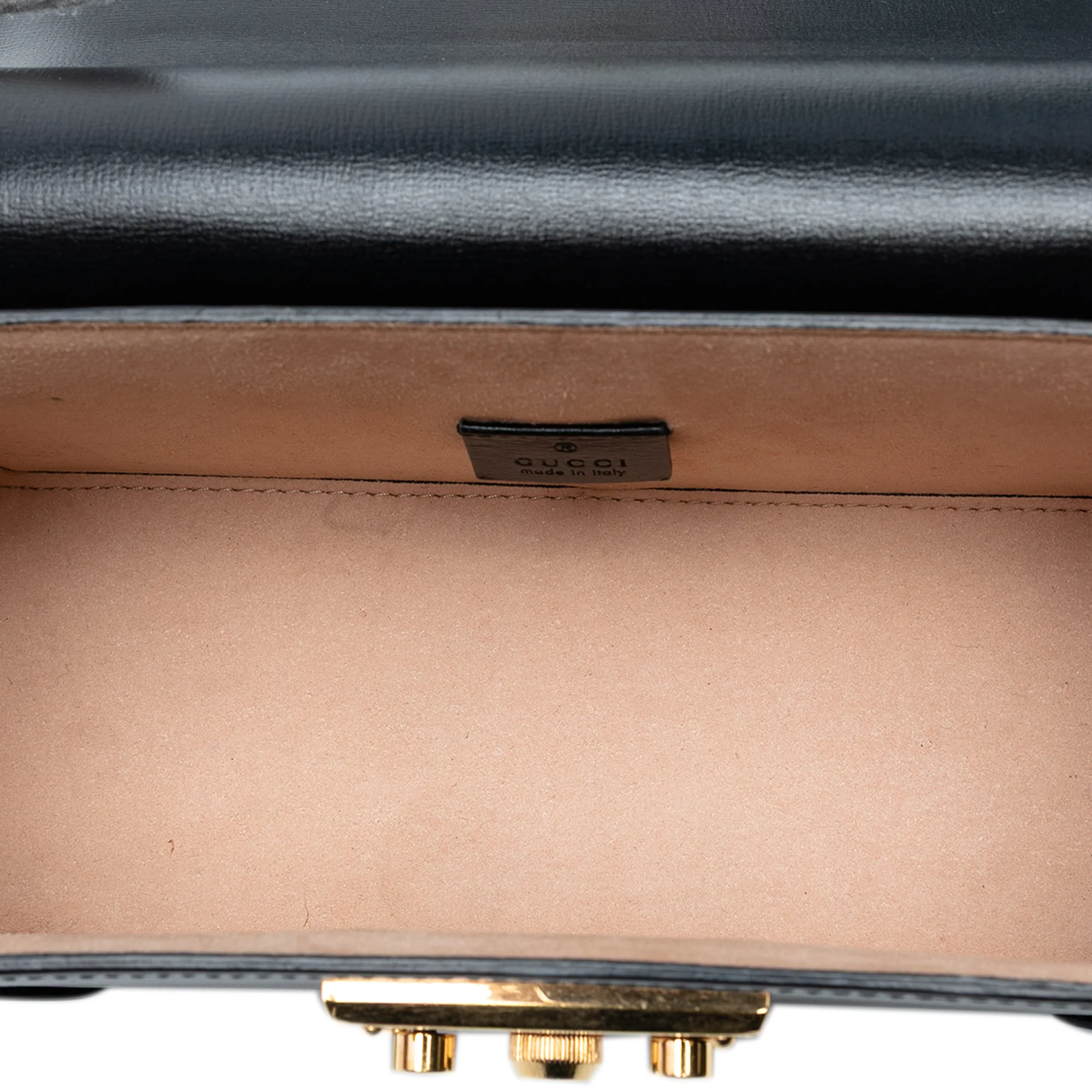Gucci | Pre-Owned Small Leather Bamboo Padlock Satchel | Black - Image 4