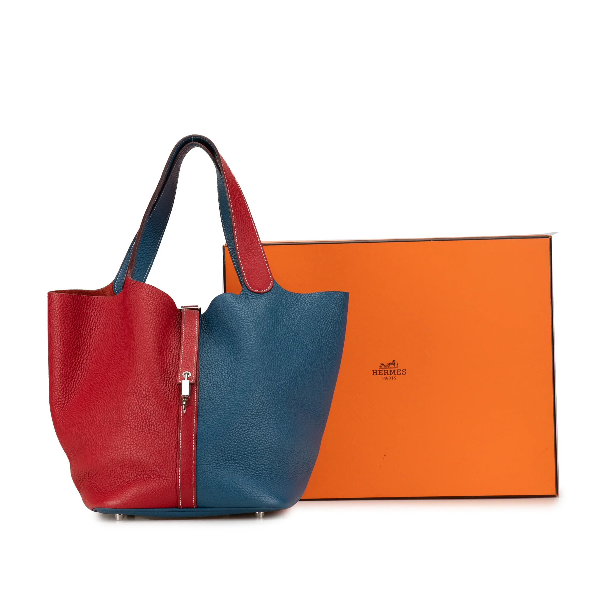 Hermes | Pre-Owned Bicolor Clemence Picotin Lock 22 | Blue - Image 10