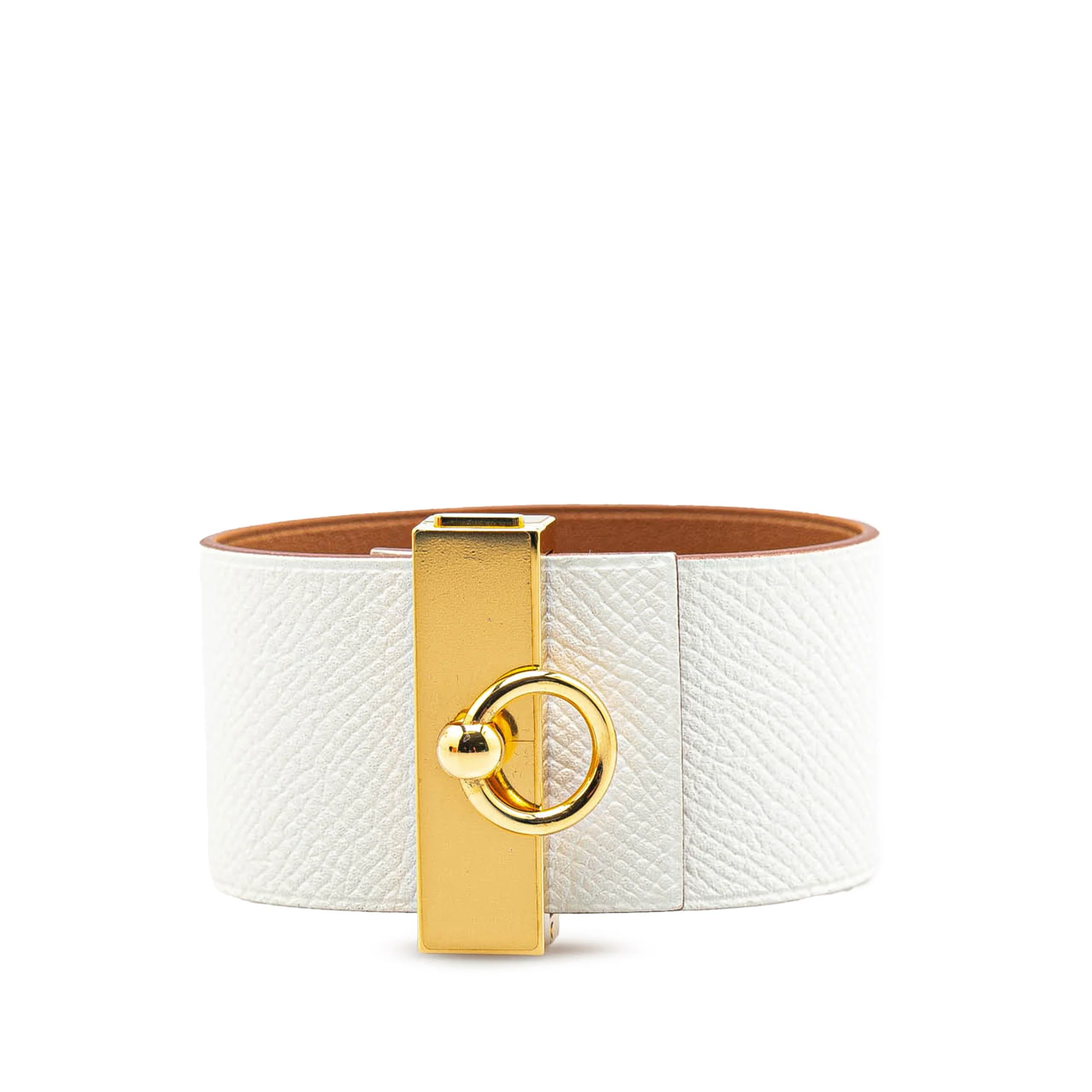 Hermes | Pre-Owned Bicolor Epsom Reversible Illusion Bracelet MM | White/GoldGold
