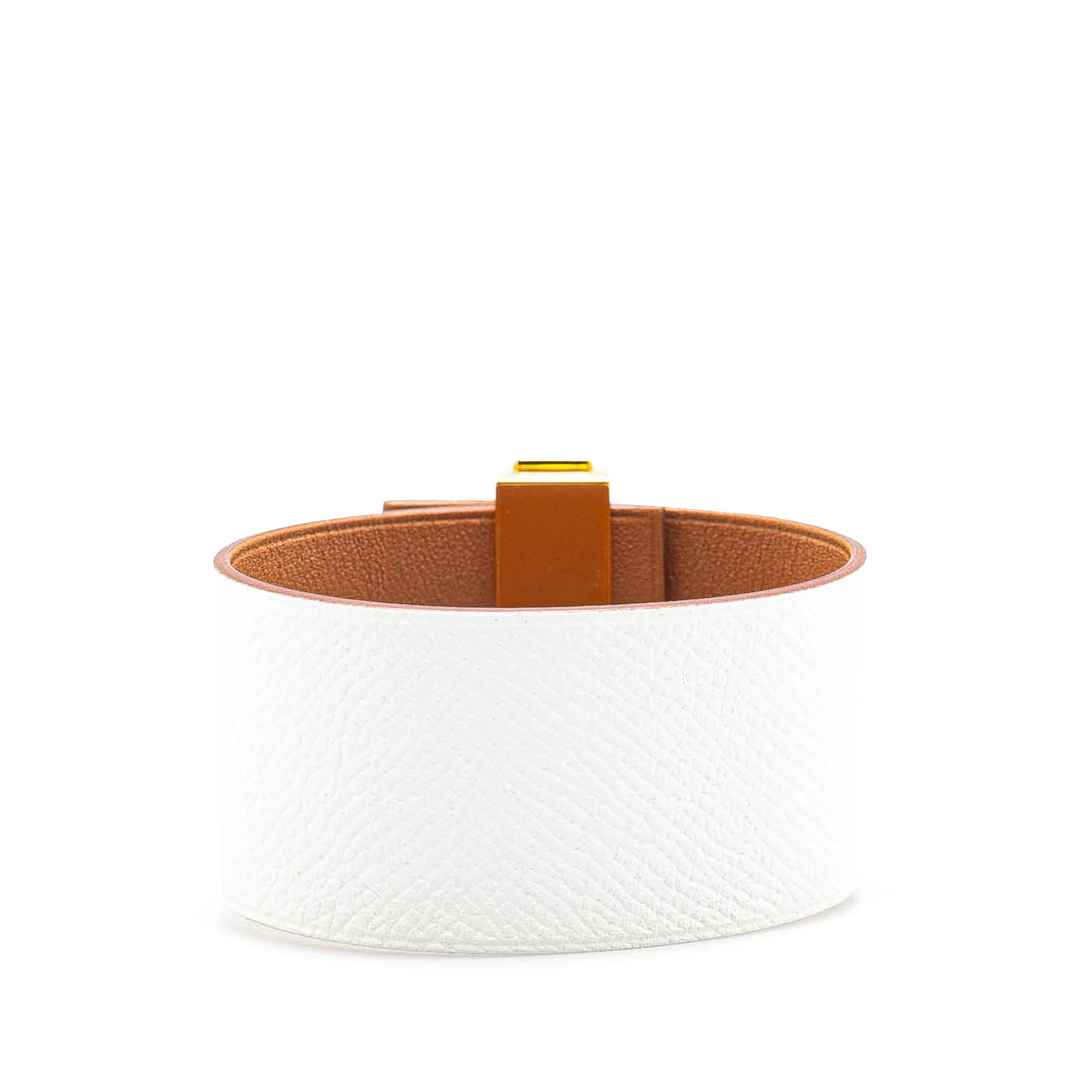 Hermes | Pre-Owned Bicolor Epsom Reversible Illusion Bracelet MM | White/GoldGold - Image 3