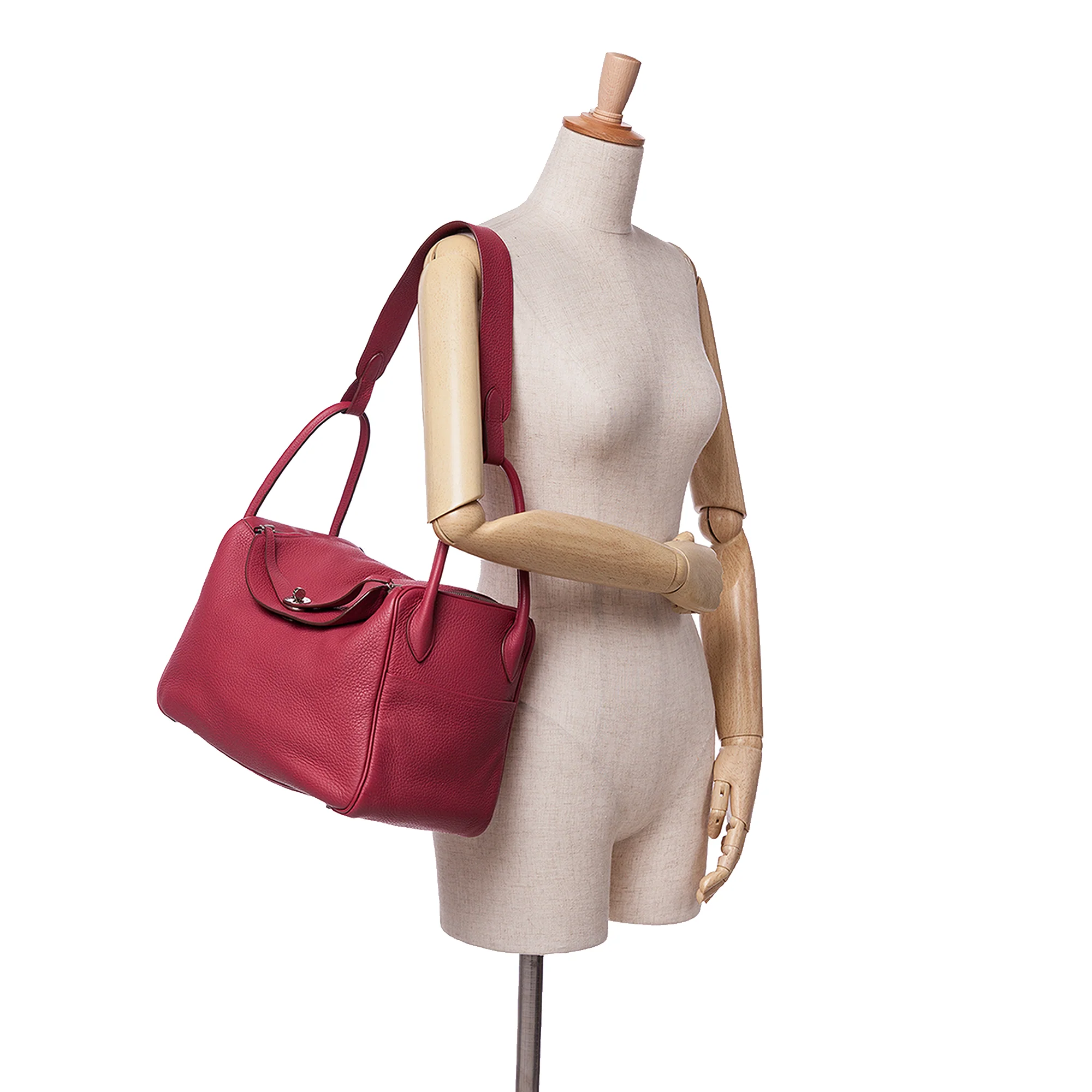 Hermes | Pre-Owned Clemence Lindy 34 | Red/Dark Red - Image 12