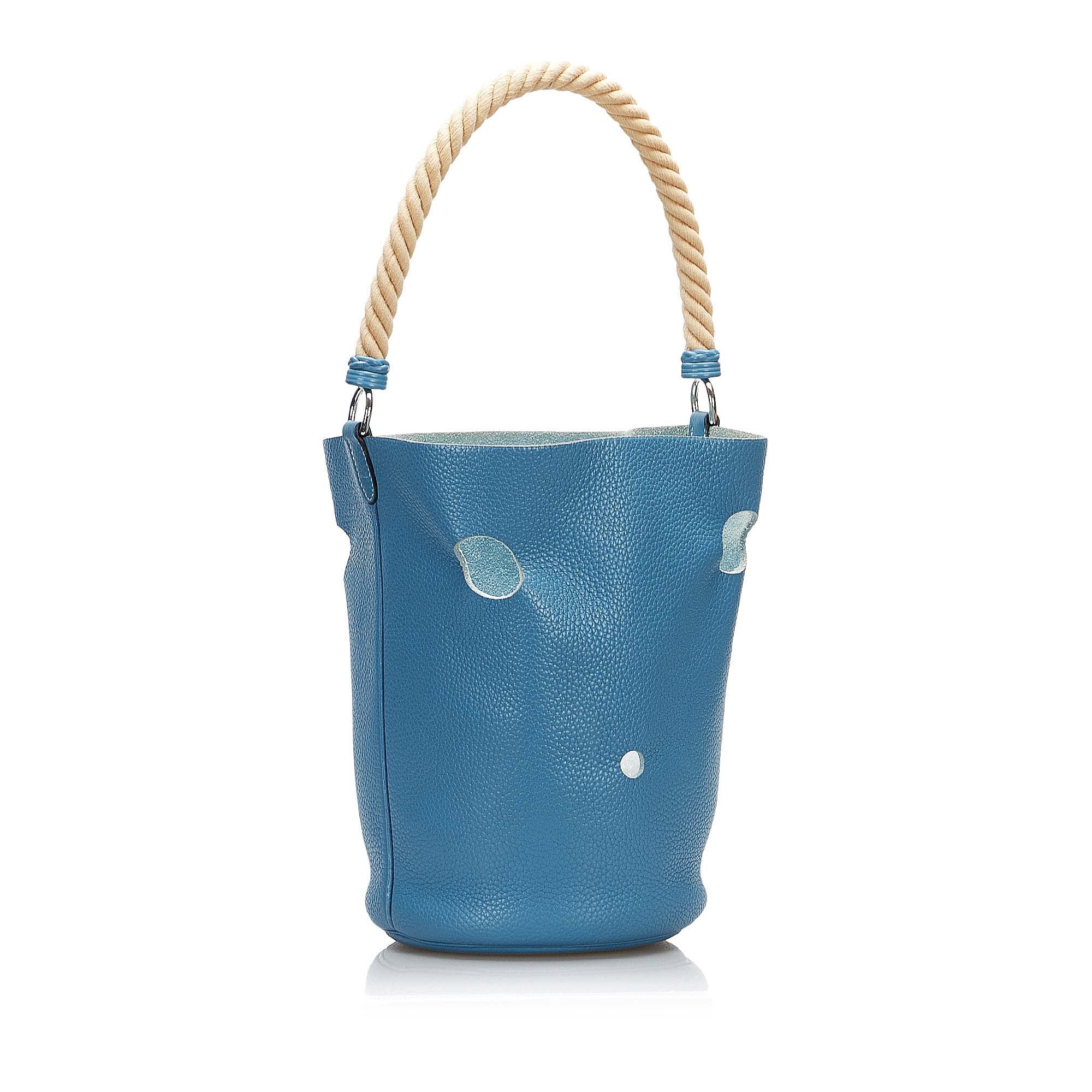 Hermes | Pre-Owned Clemence Mangeoire Bucket PM | Blue - Image 3
