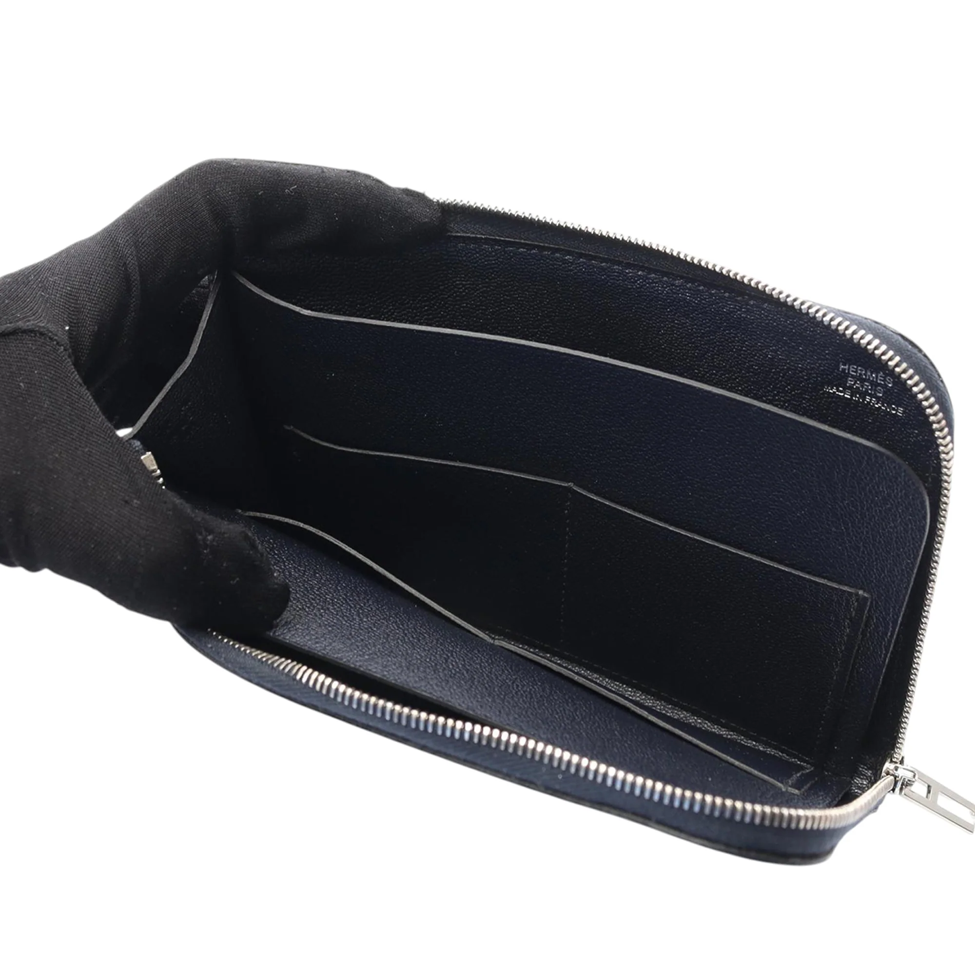 Hermes | Pre-Owned Leather Remix Duo Chimeres Wallet | Blue/Navy - Image 3