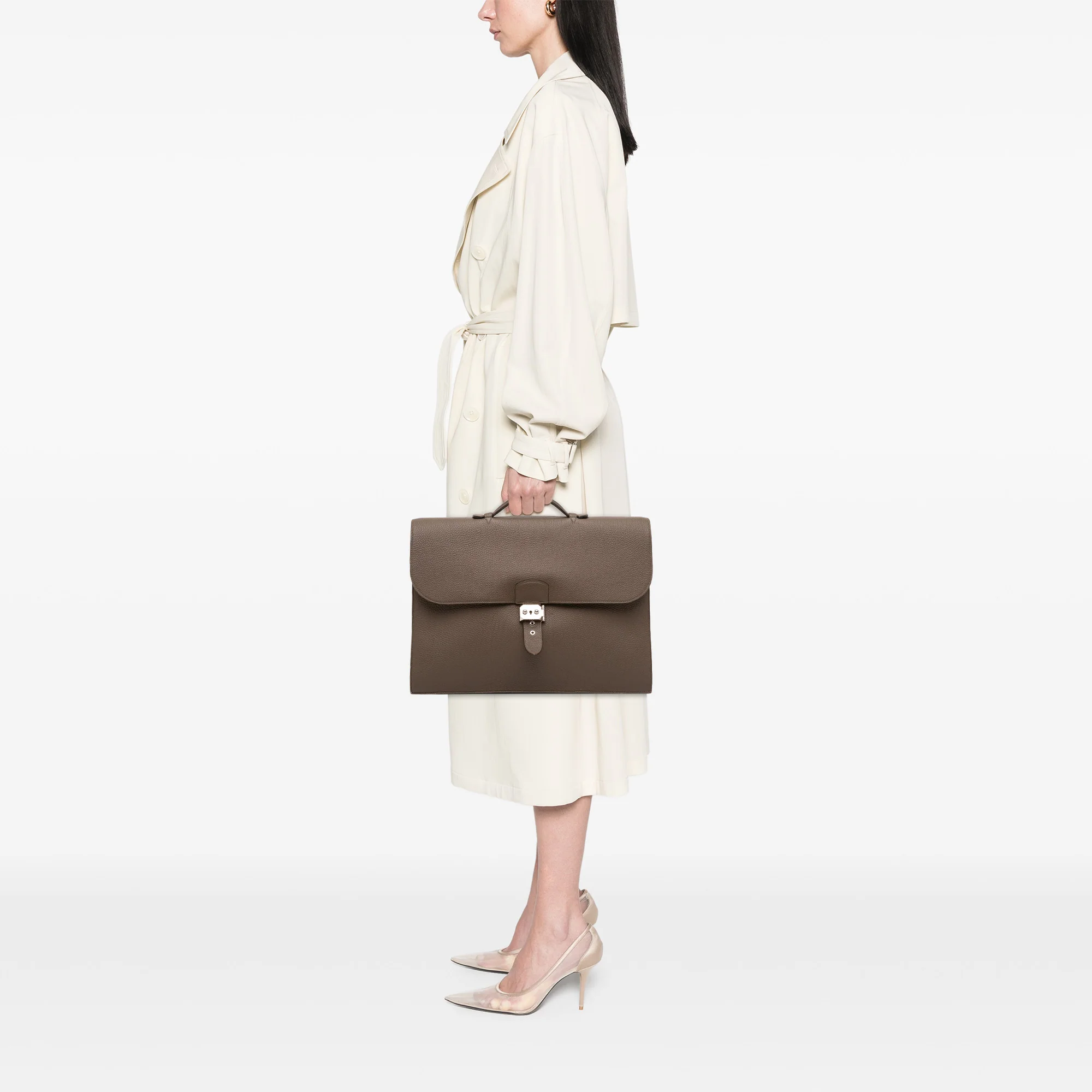 Hermes | Pre-Owned Togo Sac a Depeches 41 | Brown/Taupe - Image 3