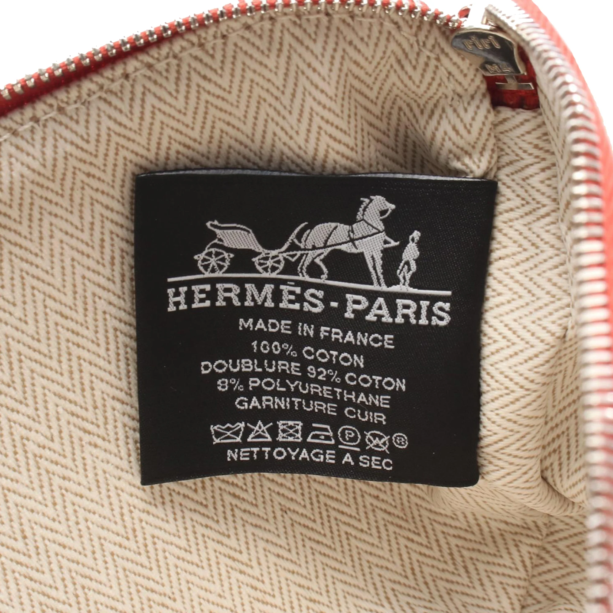 Hermes | Pre-Owned Toile Echappe Vermillion Pouch | Orange - Image 4