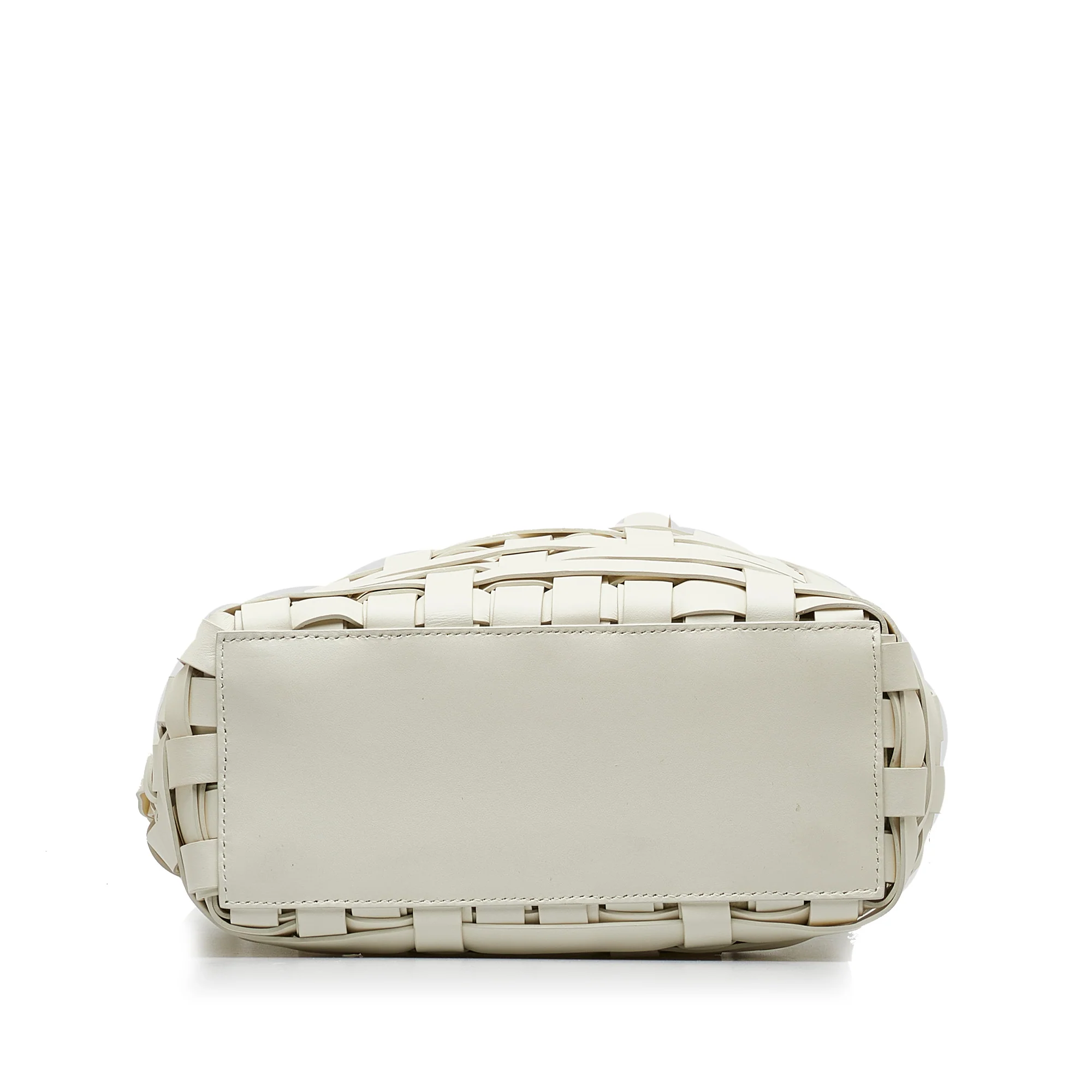 Jil Sander | Pre-Owned Woven Leather Basket Tote | White - Image 4