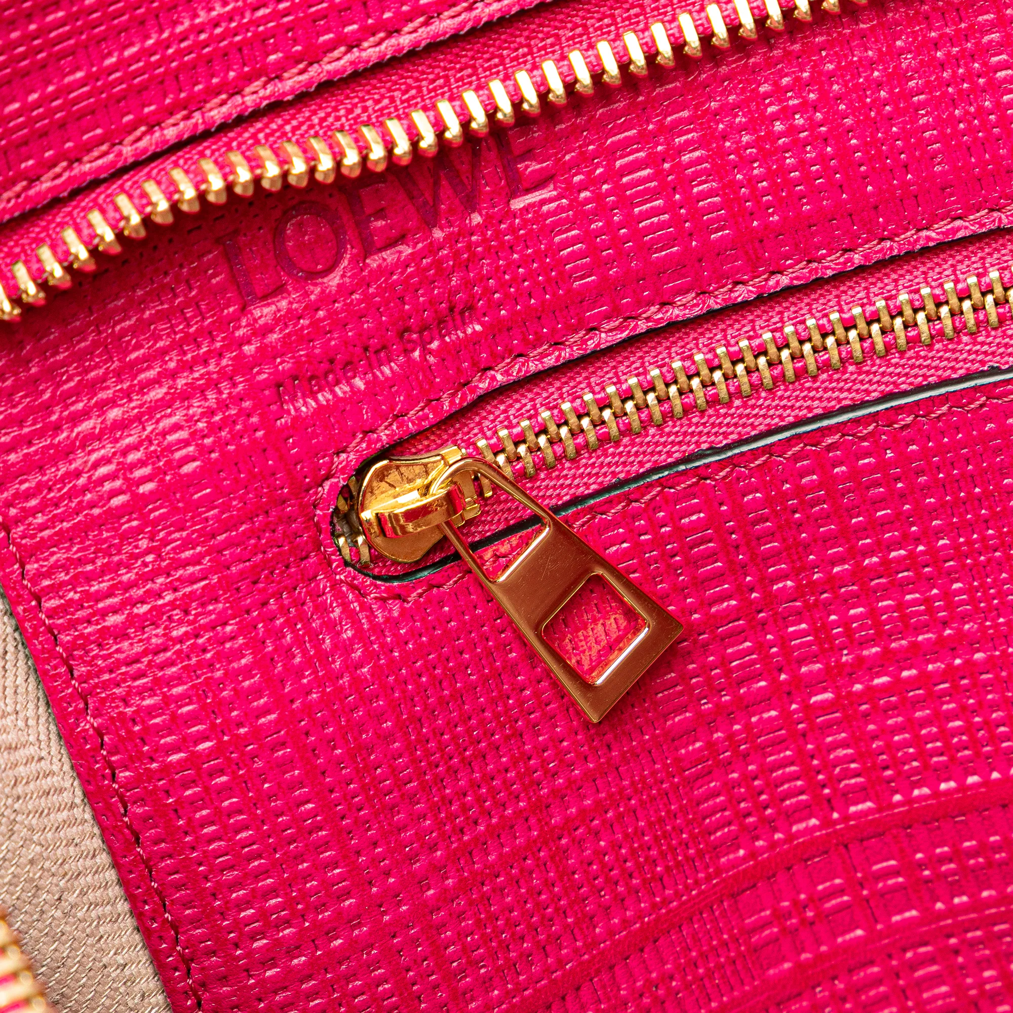 LOEWE | Pre-Owned Anagram Leather Shopper Tote | Pink/Hot Pink - Image 10