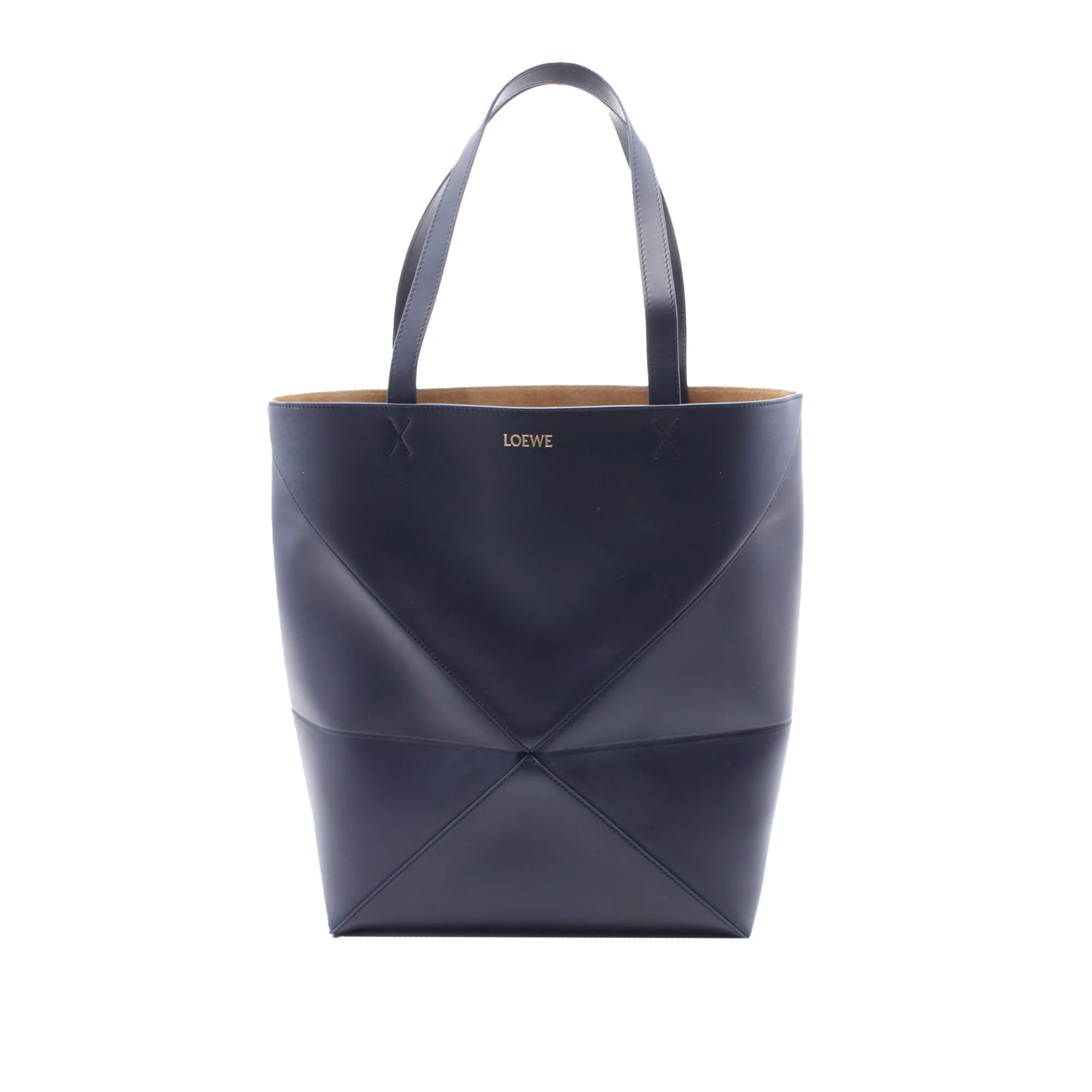 LOEWE | Pre-Owned Large Shiny Calfskin Puzzle Fold Tote | Blue/Navy