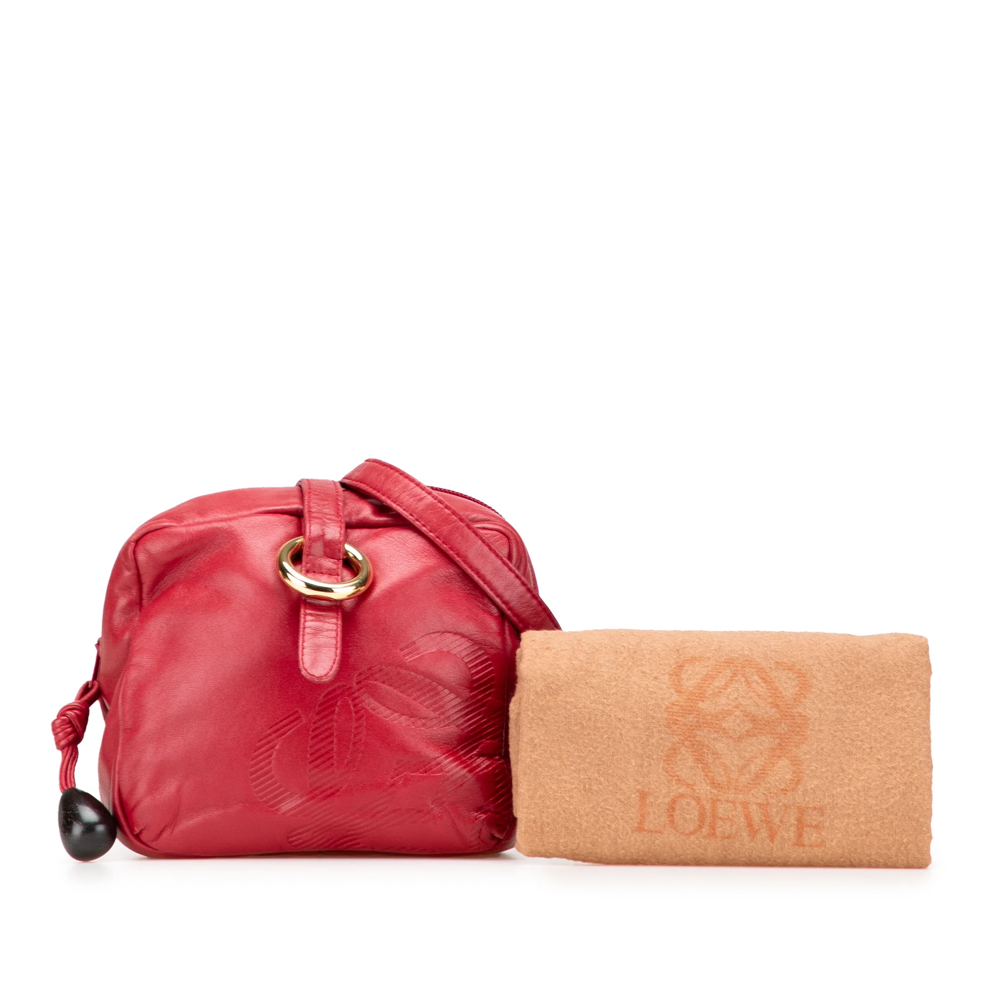 LOEWE | Pre-Owned Leather Anagram Crossbody | Red - Image 6