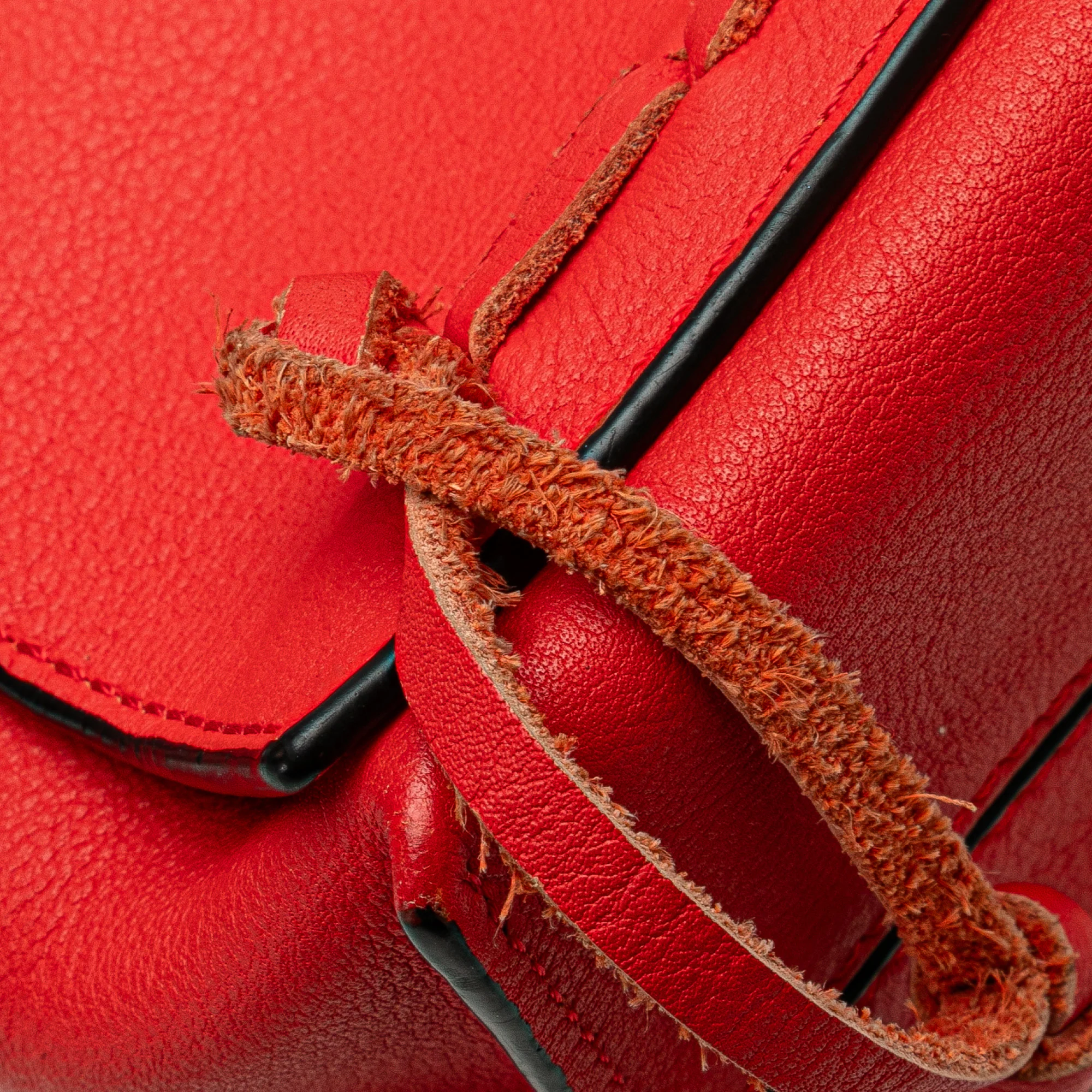 LOEWE | Pre-Owned Leather Flamenco Knot Whipstitch Crossbody | Red - Image 7