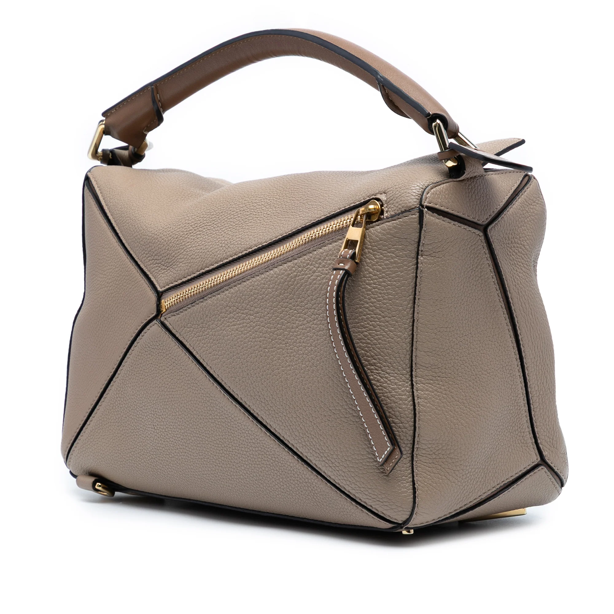 LOEWE | Pre-Owned Medium Calfskin Puzzle Satchel | Brown/Taupe - Image 2