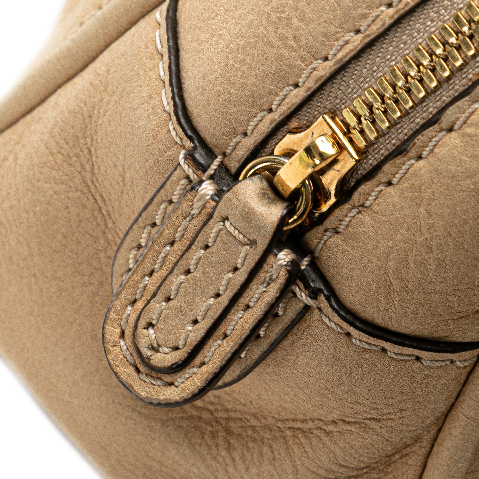 LOEWE | Pre-Owned Mini Anagram Leather Tassel Handbag | Brown/Light Beige - Image 2