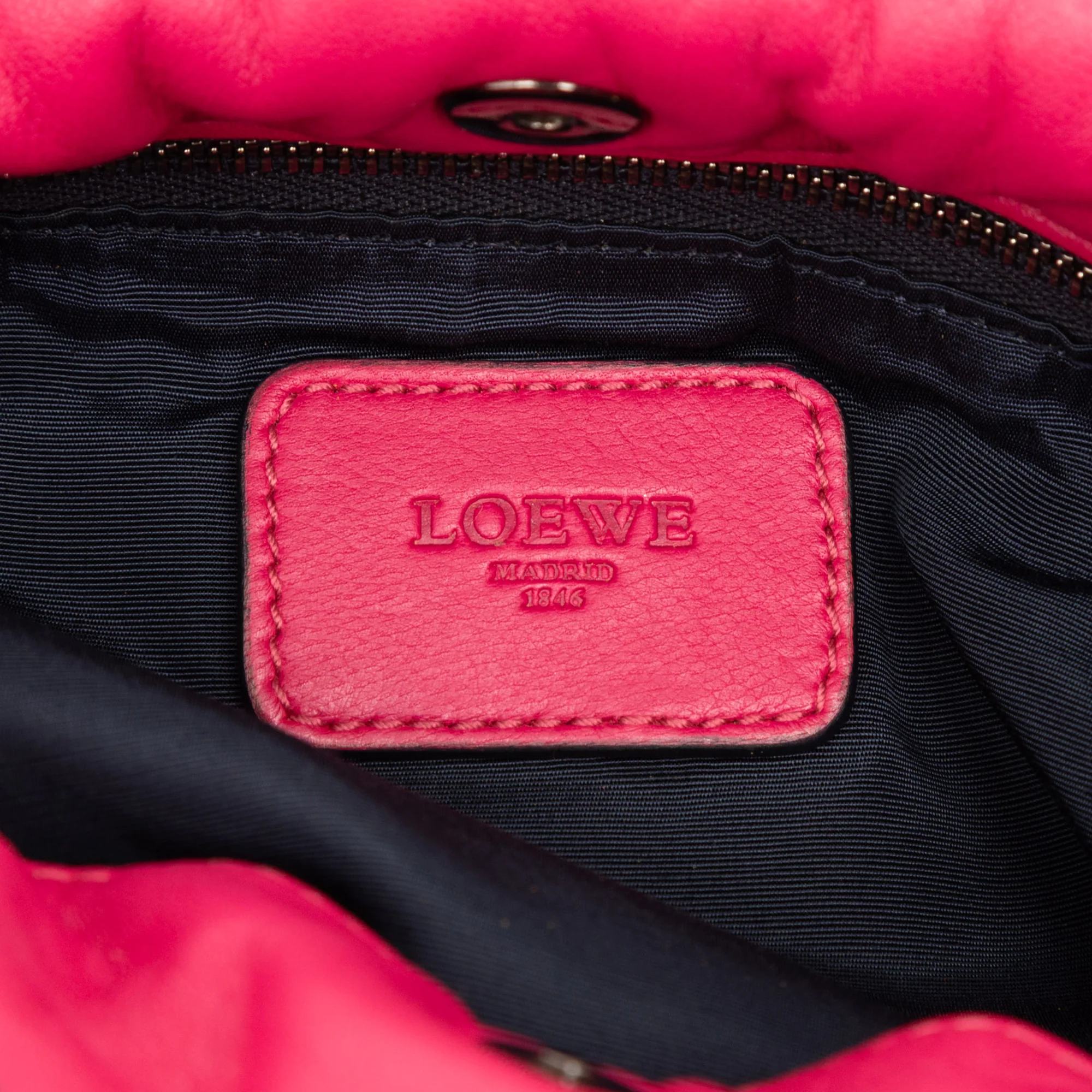 LOEWE | Pre-Owned Nappa Anagram Drawstring Tote | Pink/Dark Pink - Image 5