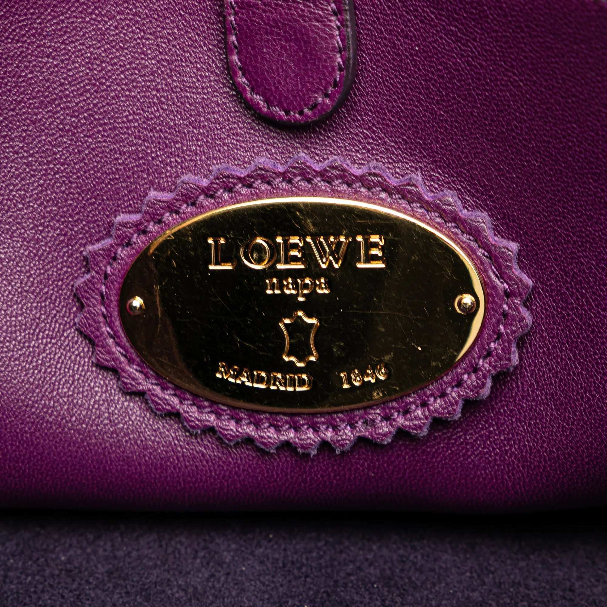 LOEWE | Pre-Owned Nappa Anagram Tassel Crossbody | Purple - Image 10