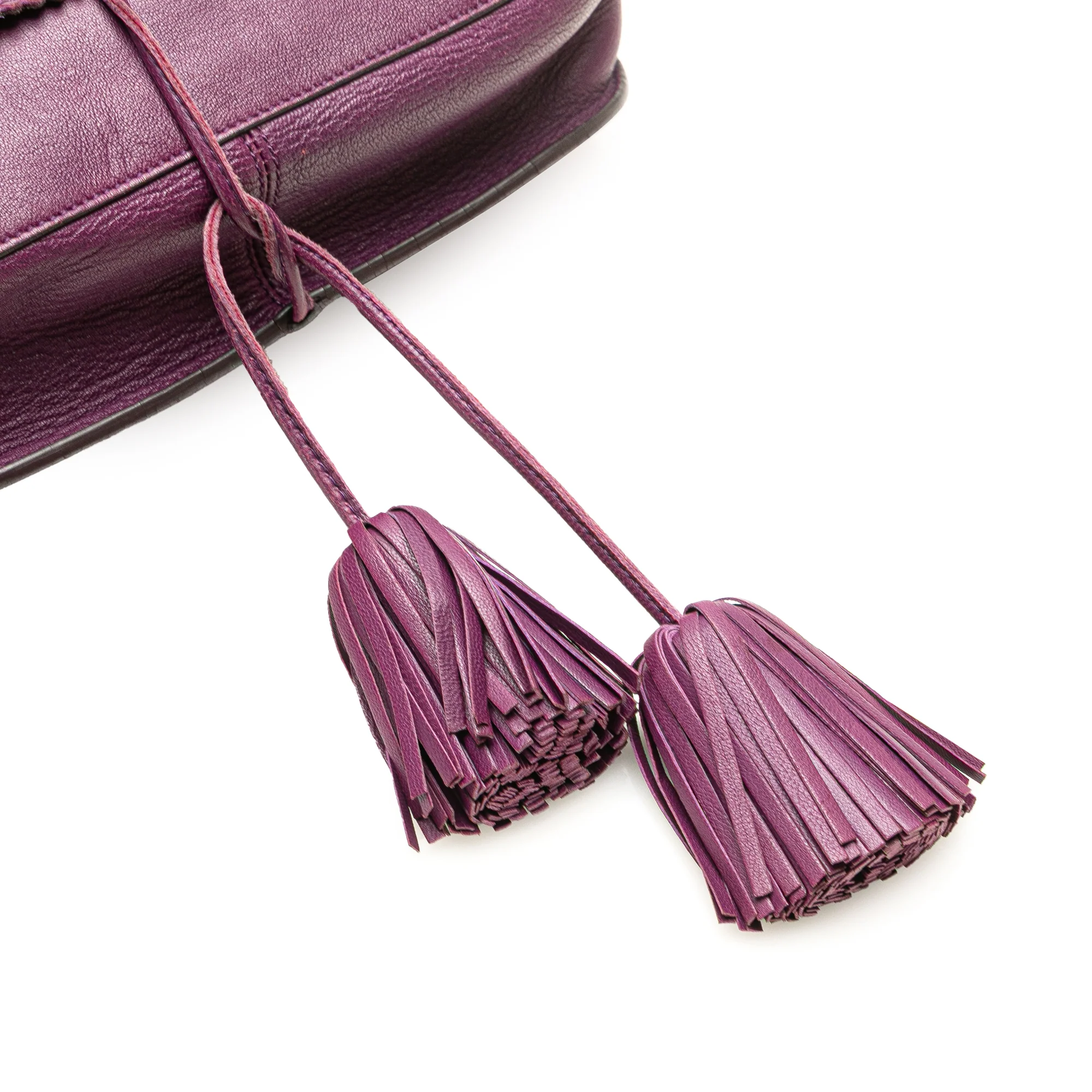 LOEWE | Pre-Owned Nappa Anagram Tassel Crossbody | Purple - Image 3