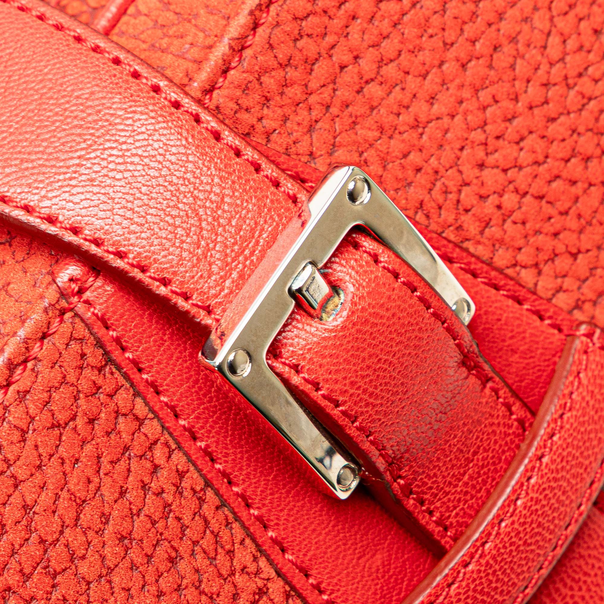LOEWE | Pre-Owned Nubuck Senda Handbag | Red - Image 13
