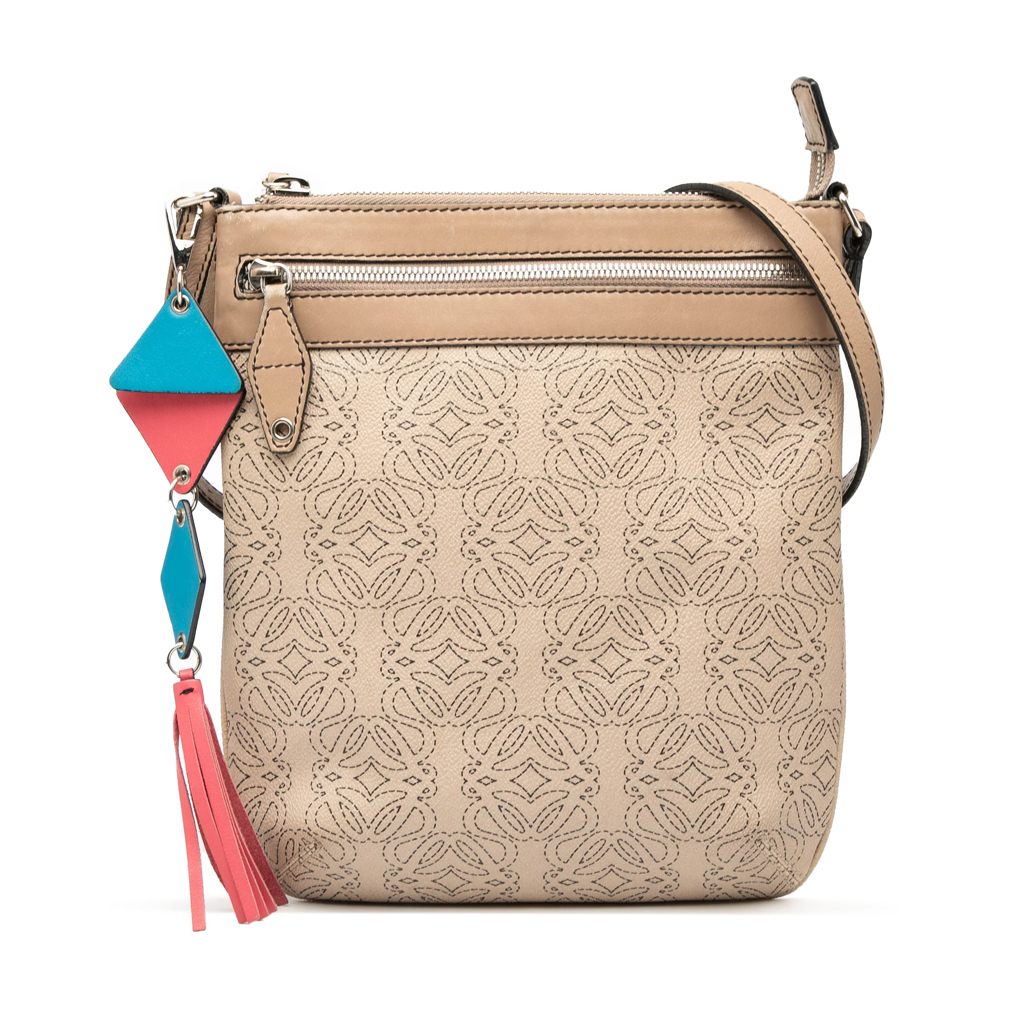 LOEWE | Pre-Owned PVC and Leather Anagram Crossbody | Beige