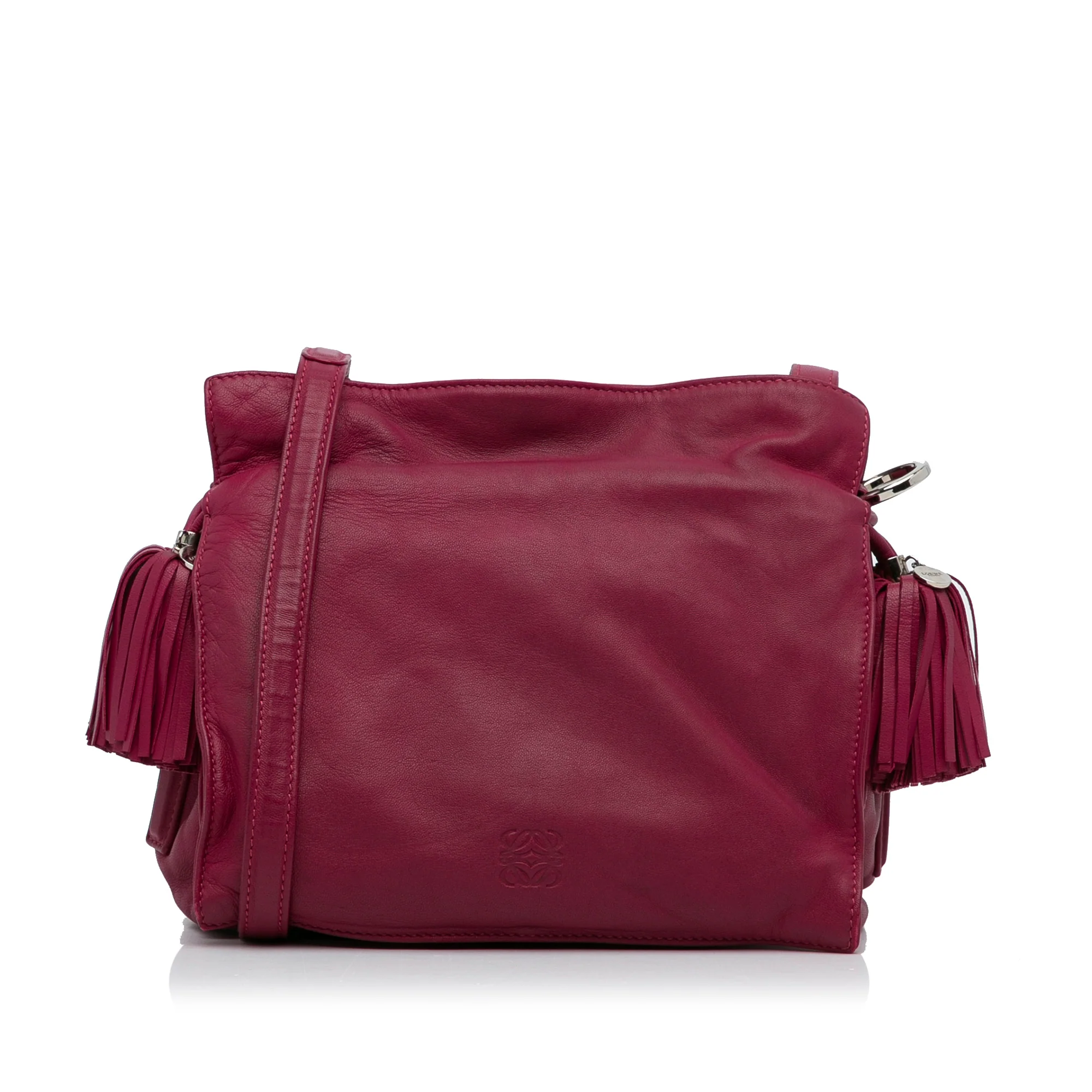 LOEWE | Pre-Owned Small Leather Flamenco Crossbody Bag | Pink/Hot Pink