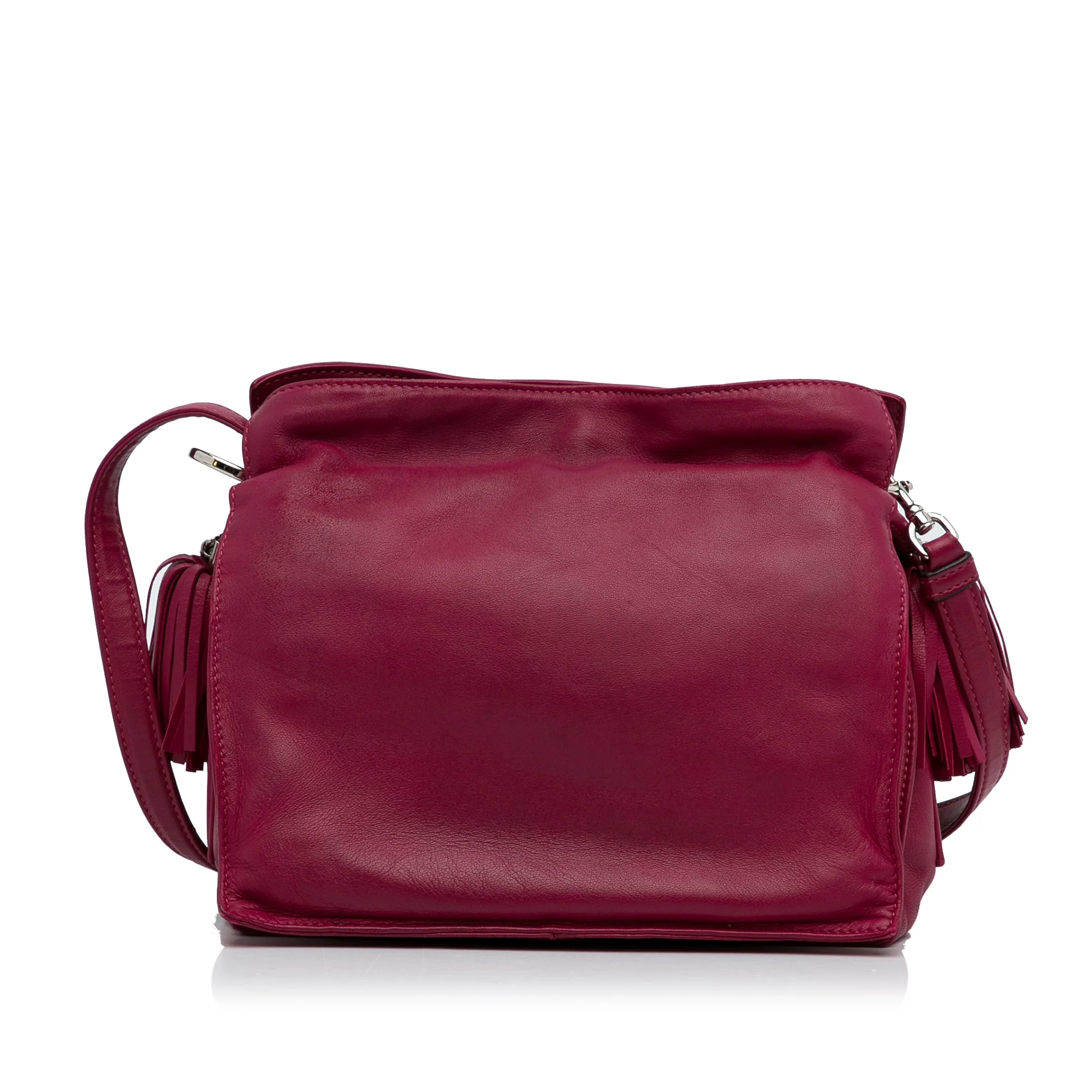 LOEWE | Pre-Owned Small Leather Flamenco Crossbody Bag | Pink/Hot Pink - Image 7
