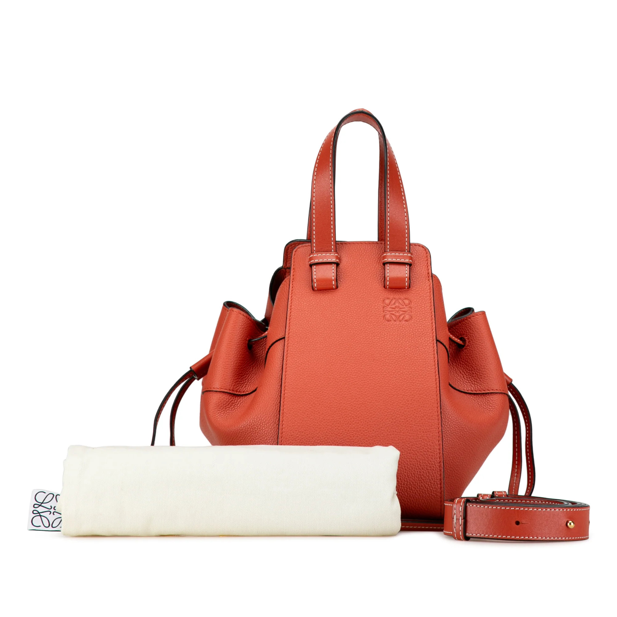 LOEWE | Pre-Owned Small Leather Hammock Satchel | Orange - Image 9