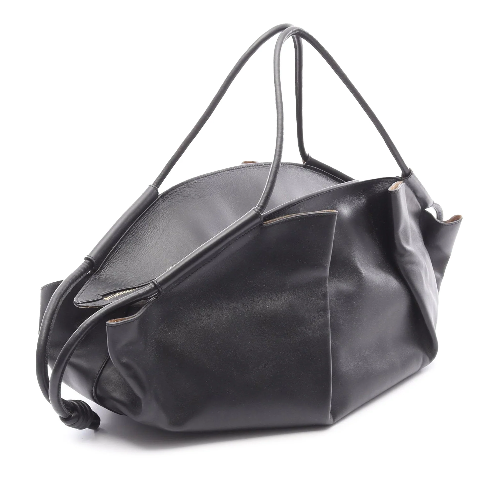 LOEWE | Pre-Owned XL Shiny Calfskin Paseo Tote | Black - Image 2
