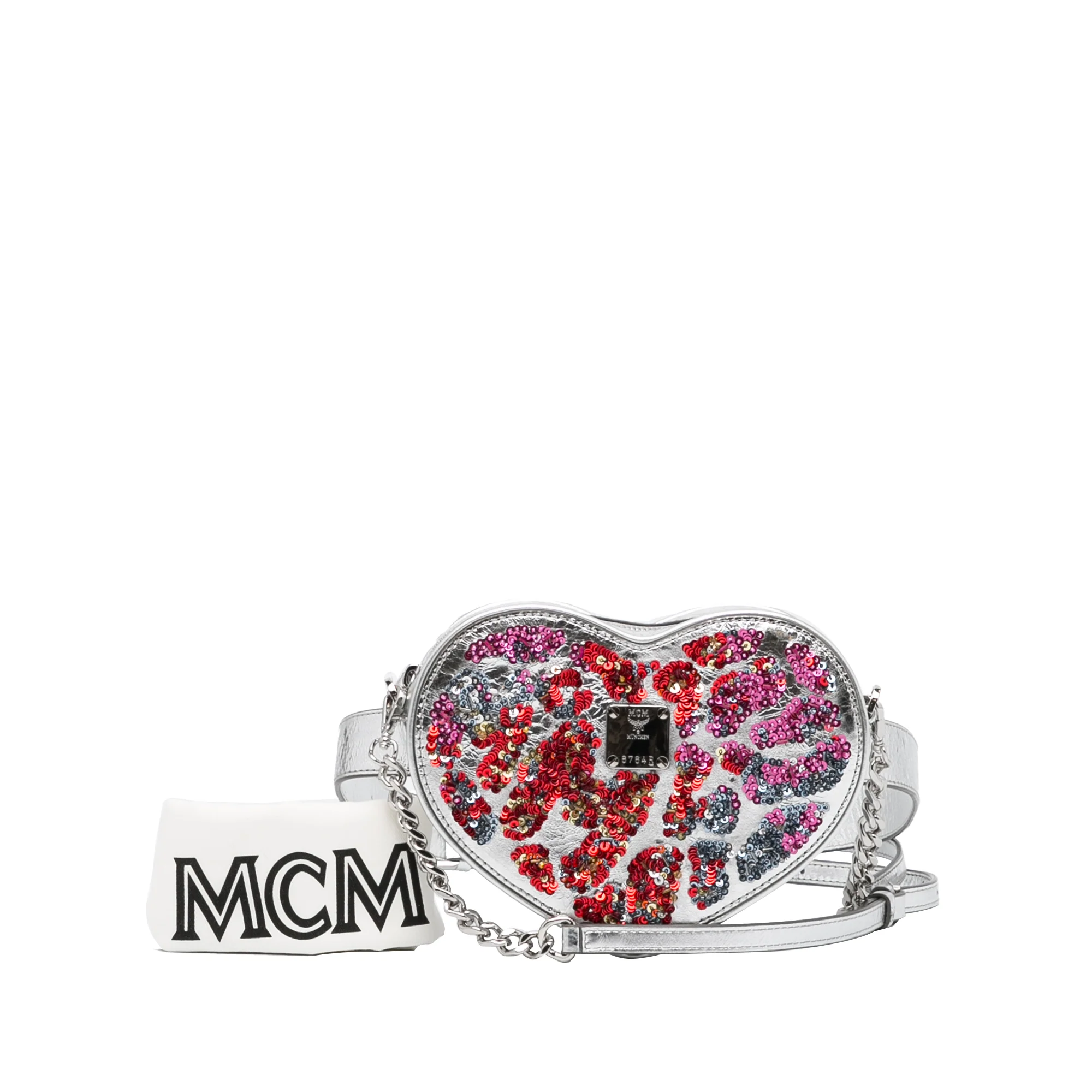 MCM | Pre-Owned Paticia Leopard Sparkle Satchel | SilverRed - Image 8