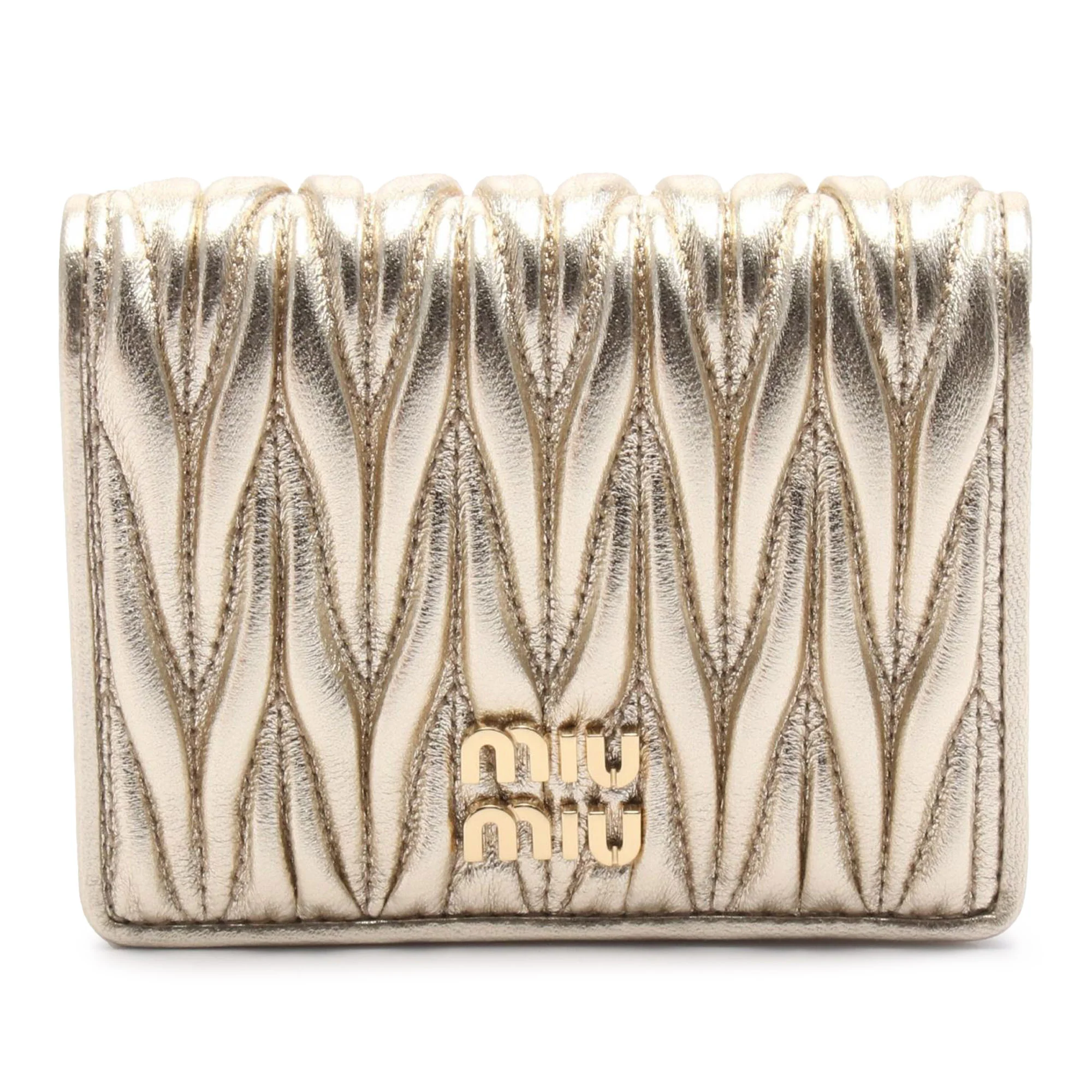 Miu Miu | Pre-Owned Metallic Matelasse Wallet | Gold