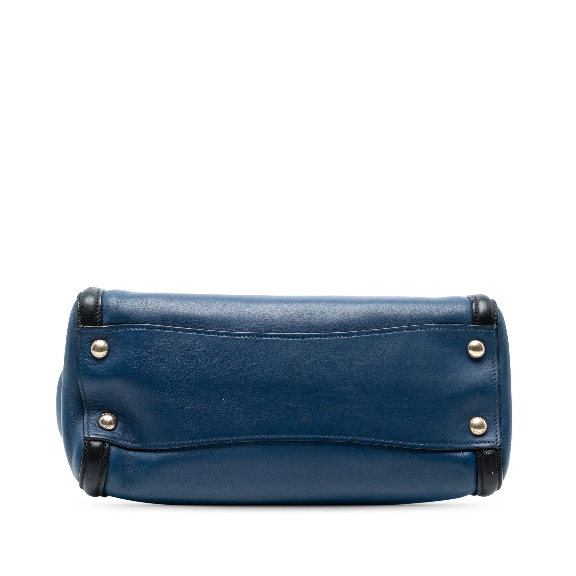 Prada | Pre-Owned Bicolor Saffiano Trimmed City Calf Double Zip Satchel | BlueBlack - Image 3