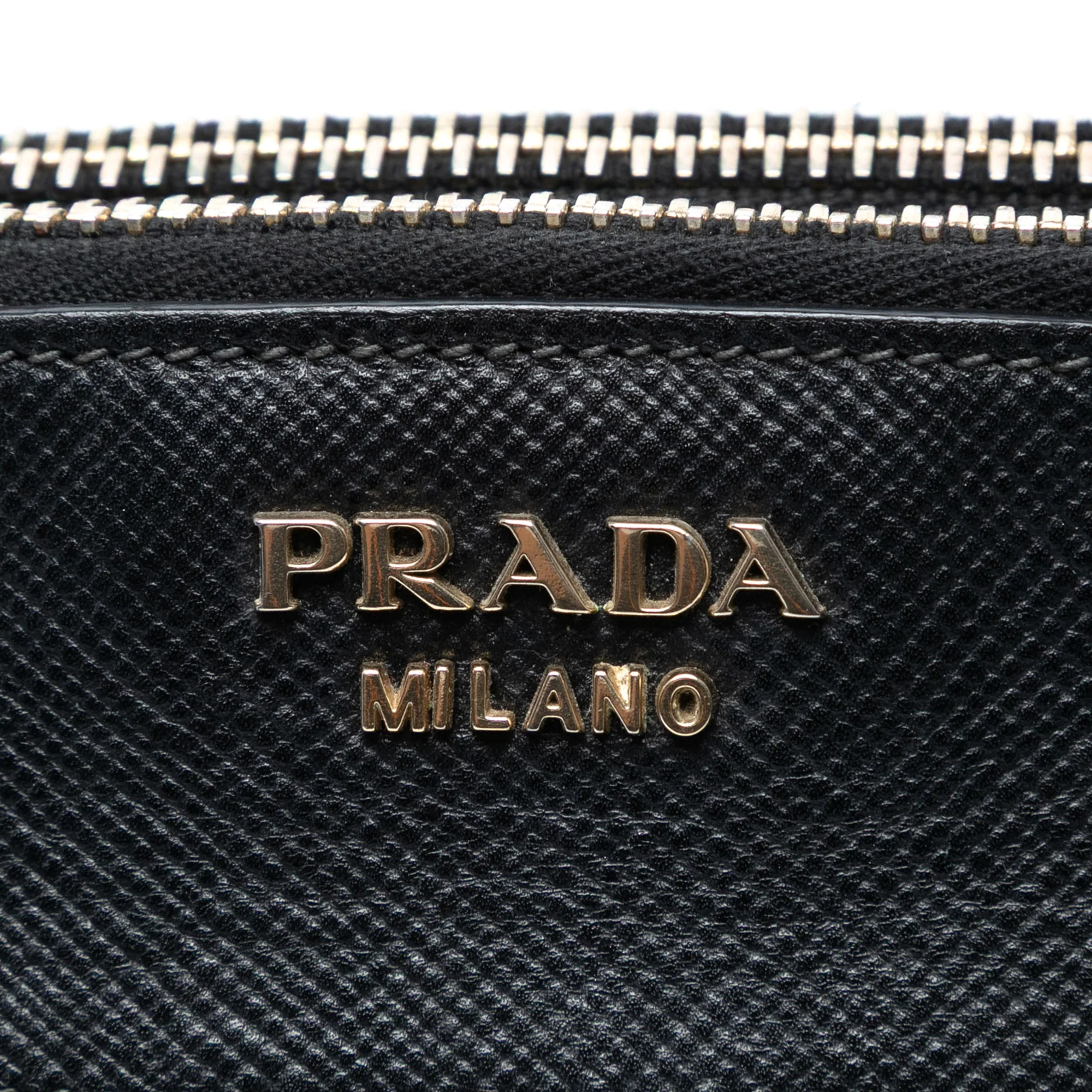 Prada | Pre-Owned Bicolor Saffiano Trimmed City Calf Double Zip Satchel | BlueBlack - Image 5
