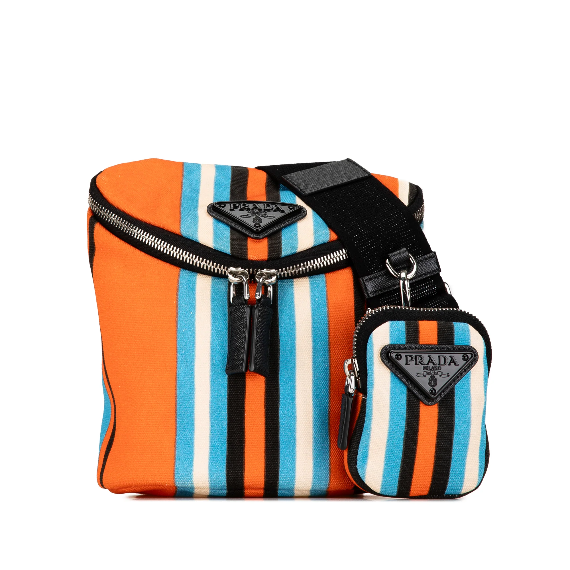 Prada | Pre-Owned Canvas Canapa Baiadera Crossbody | Orange