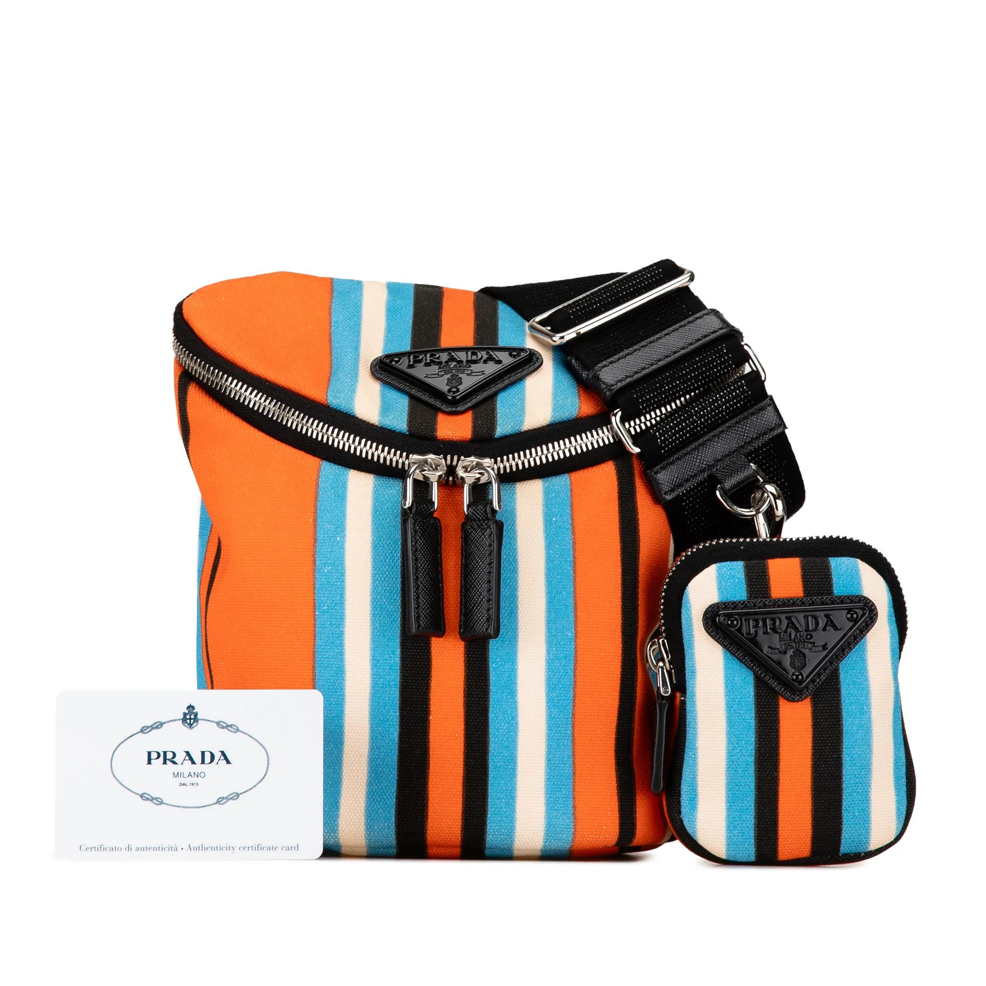 Prada | Pre-Owned Canvas Canapa Baiadera Crossbody | Orange - Image 3