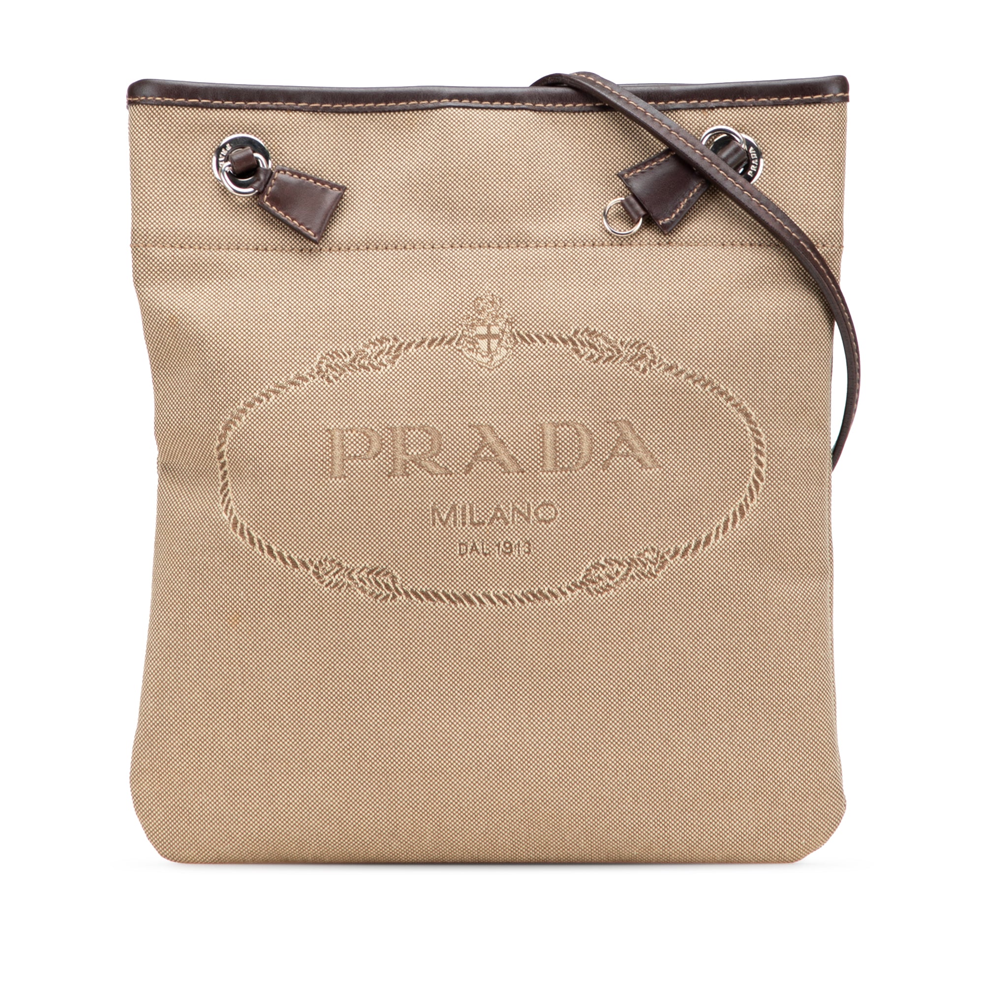 Prada | Pre-Owned Canvas Canapa Logo Crossbody | Beige