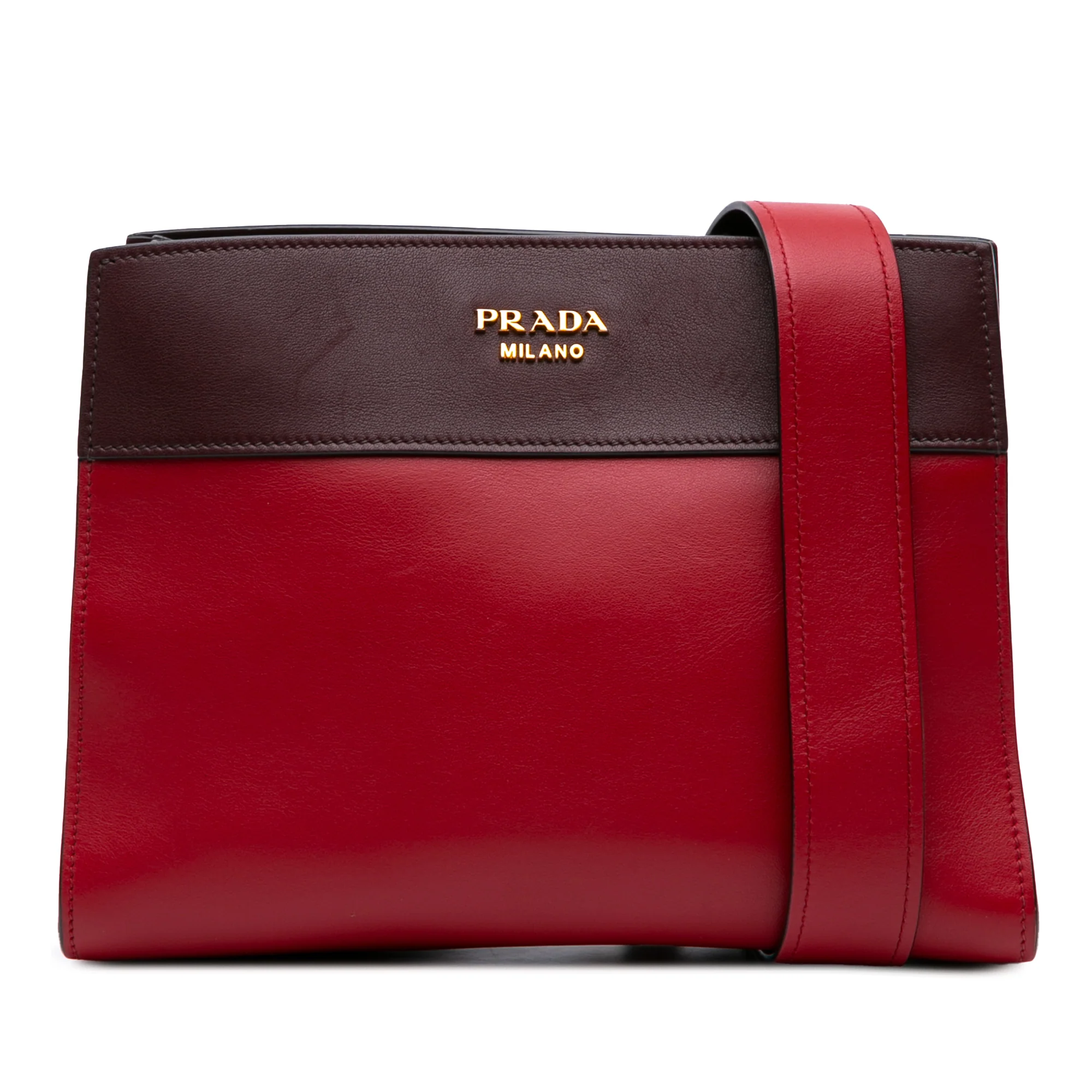 Prada | Pre-Owned City Calf Colorblock Bibliotheque Crossbody | Red