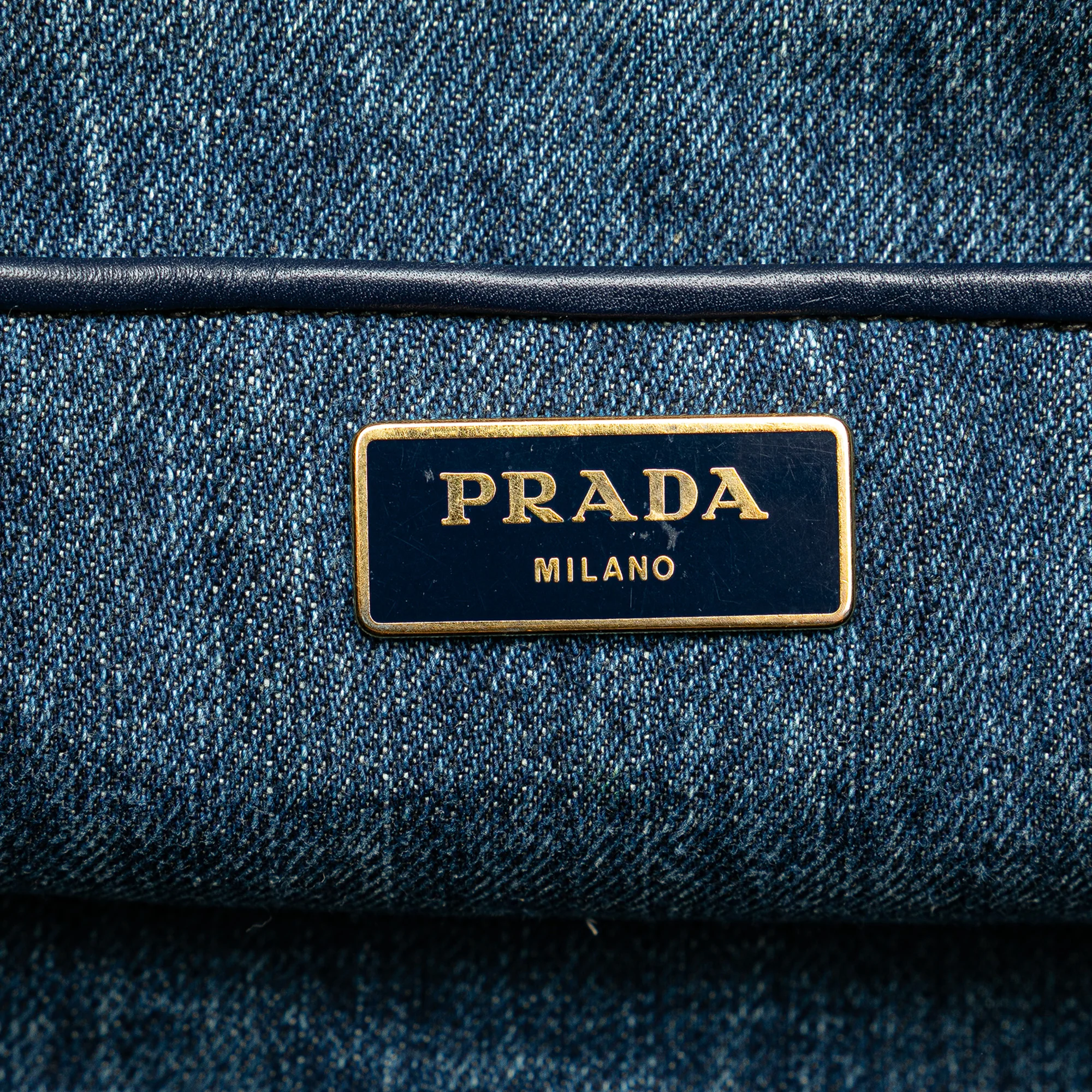Prada | Pre-Owned Denim Canapa Logo Satchel | Blue/Denim - Image 10