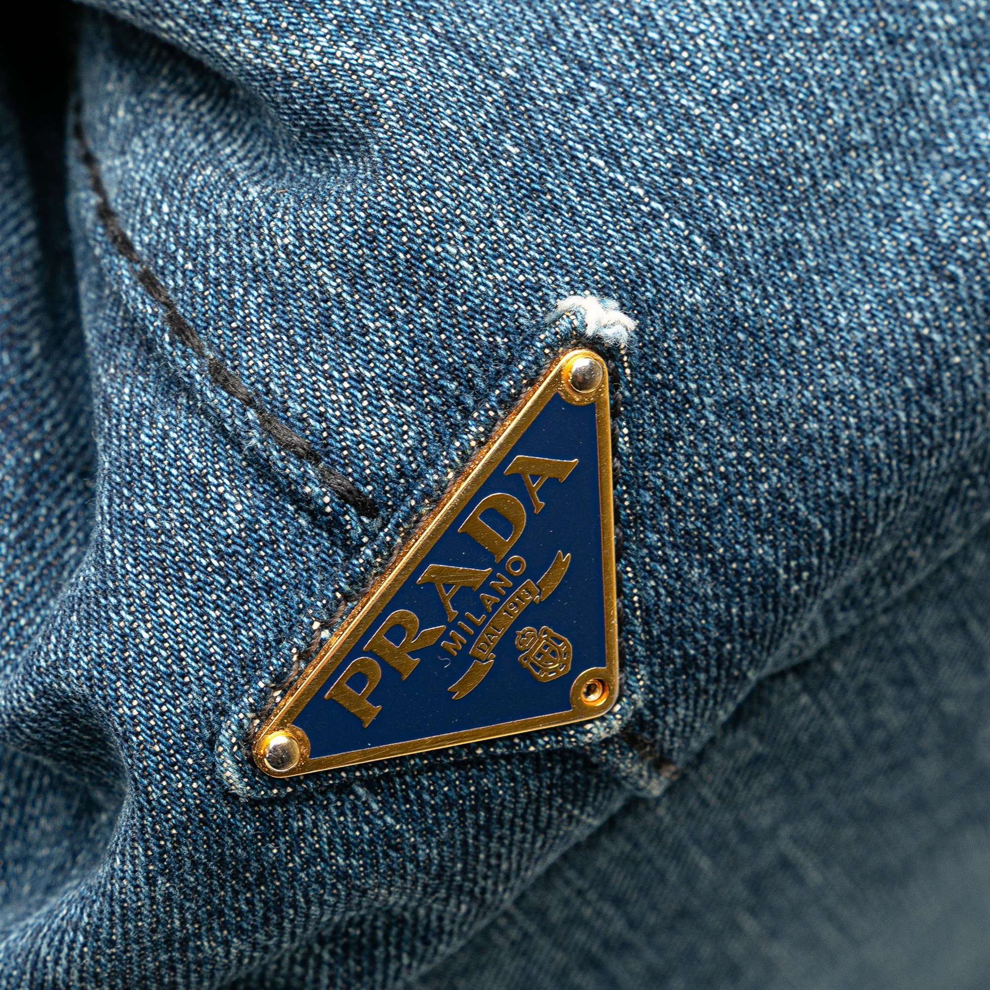Prada | Pre-Owned Denim Canapa Logo Satchel | Blue/Denim - Image 2