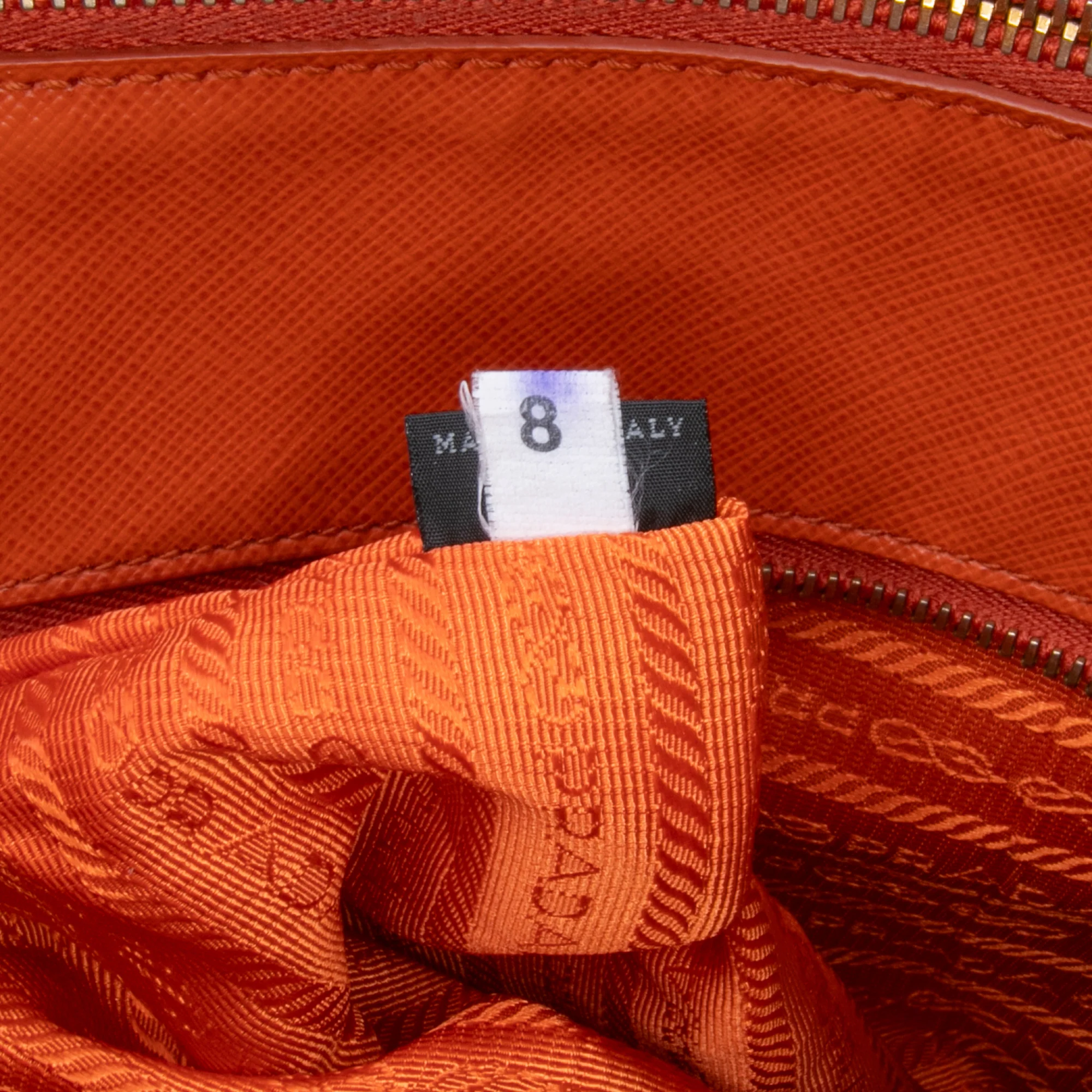 Prada | Pre-Owned Extra Large Saffiano Lux Galleria Double Zip Tote | Orange - Image 11