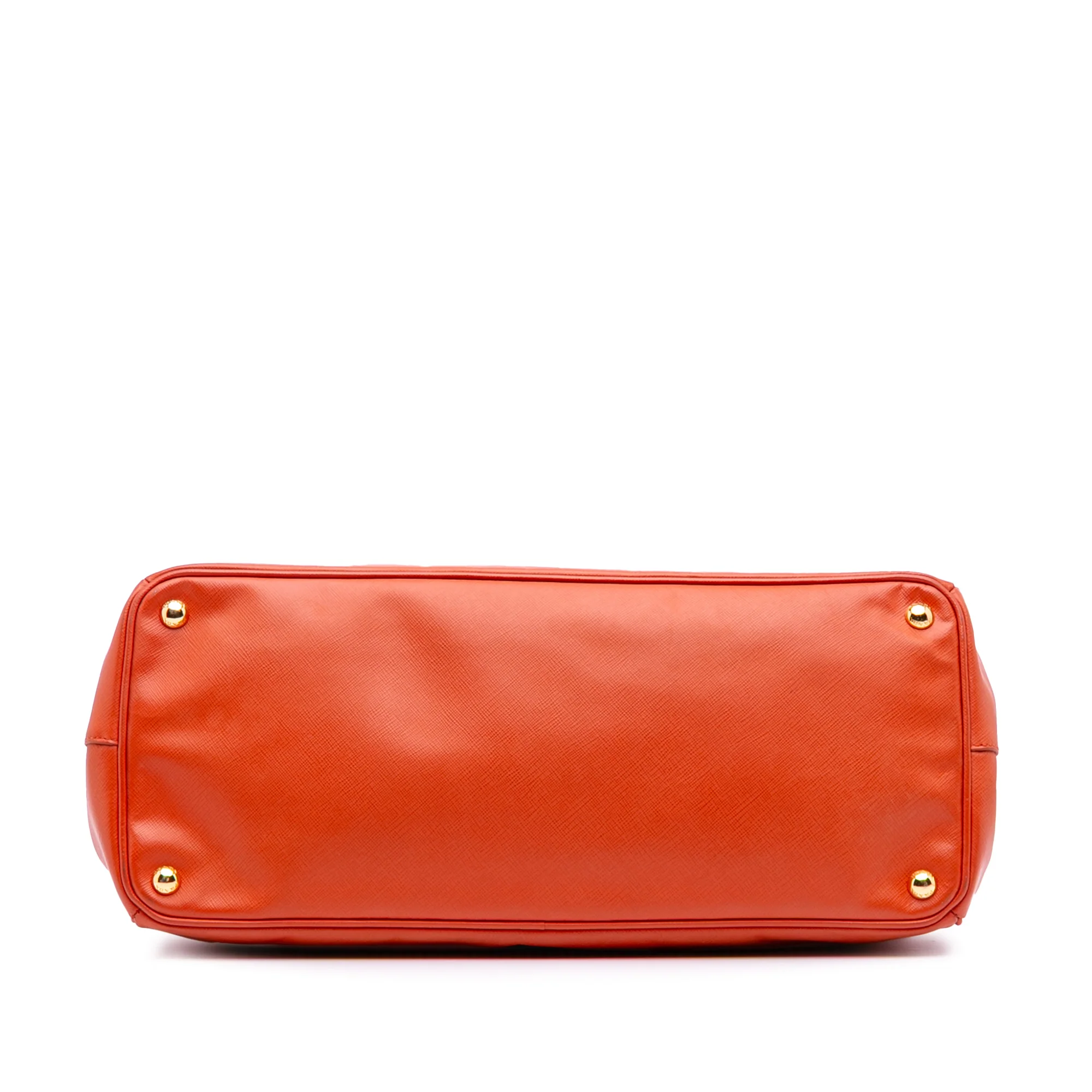 Prada | Pre-Owned Extra Large Saffiano Lux Galleria Double Zip Tote | Orange - Image 8