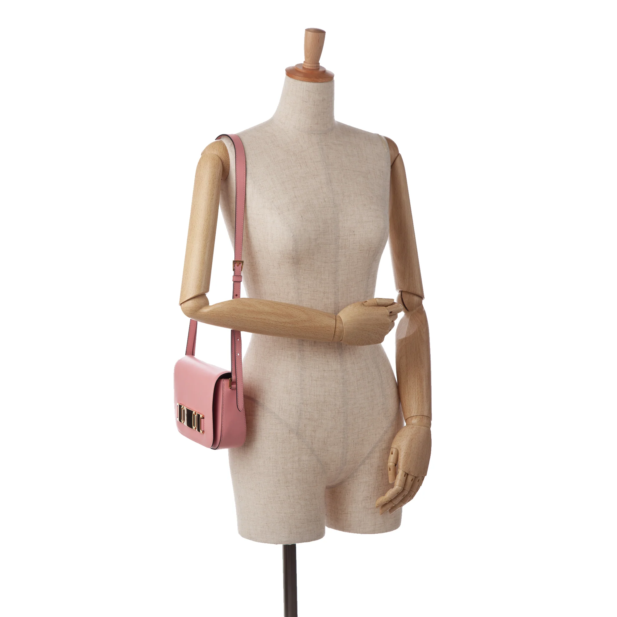 Prada | Pre-Owned Glace Calf Studded Etiquette Crossbody | Pink/Blush - Image 3