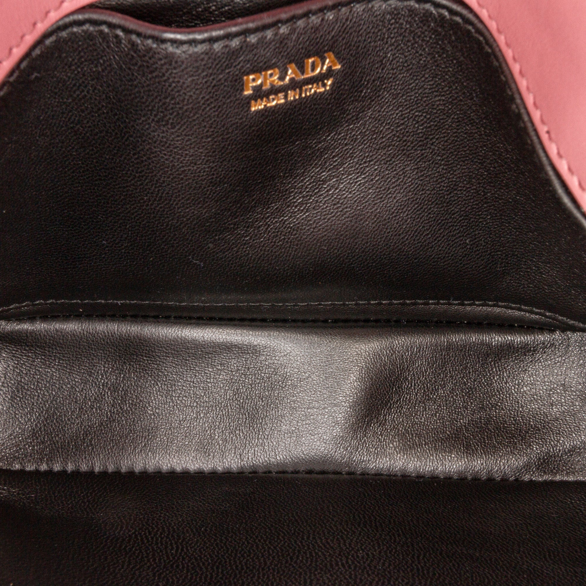 Prada | Pre-Owned Glace Calf Studded Etiquette Crossbody | Pink/Blush - Image 8