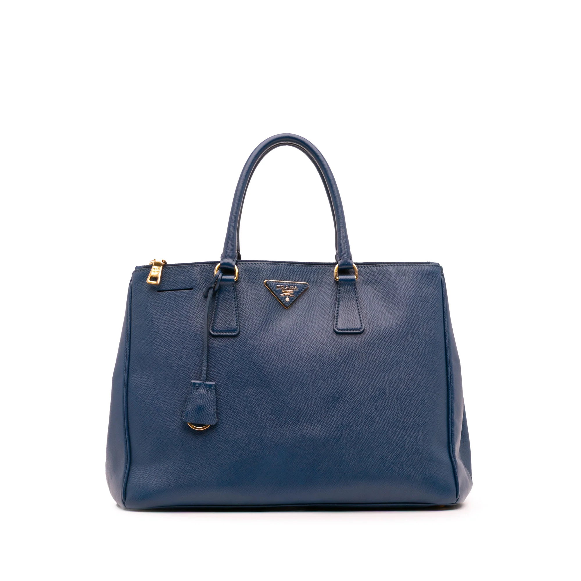 Prada | Pre-Owned Large Saffiano Lux Galleria Double Zip Tote | Blue