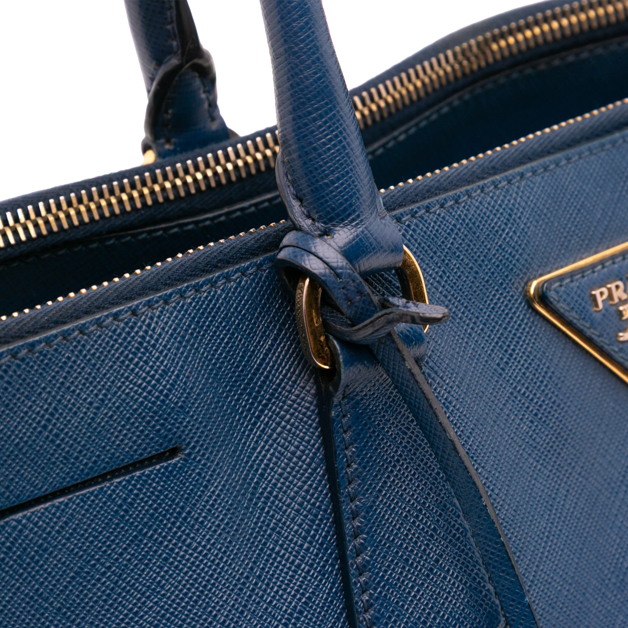 Prada | Pre-Owned Large Saffiano Lux Galleria Double Zip Tote | Blue - Image 13