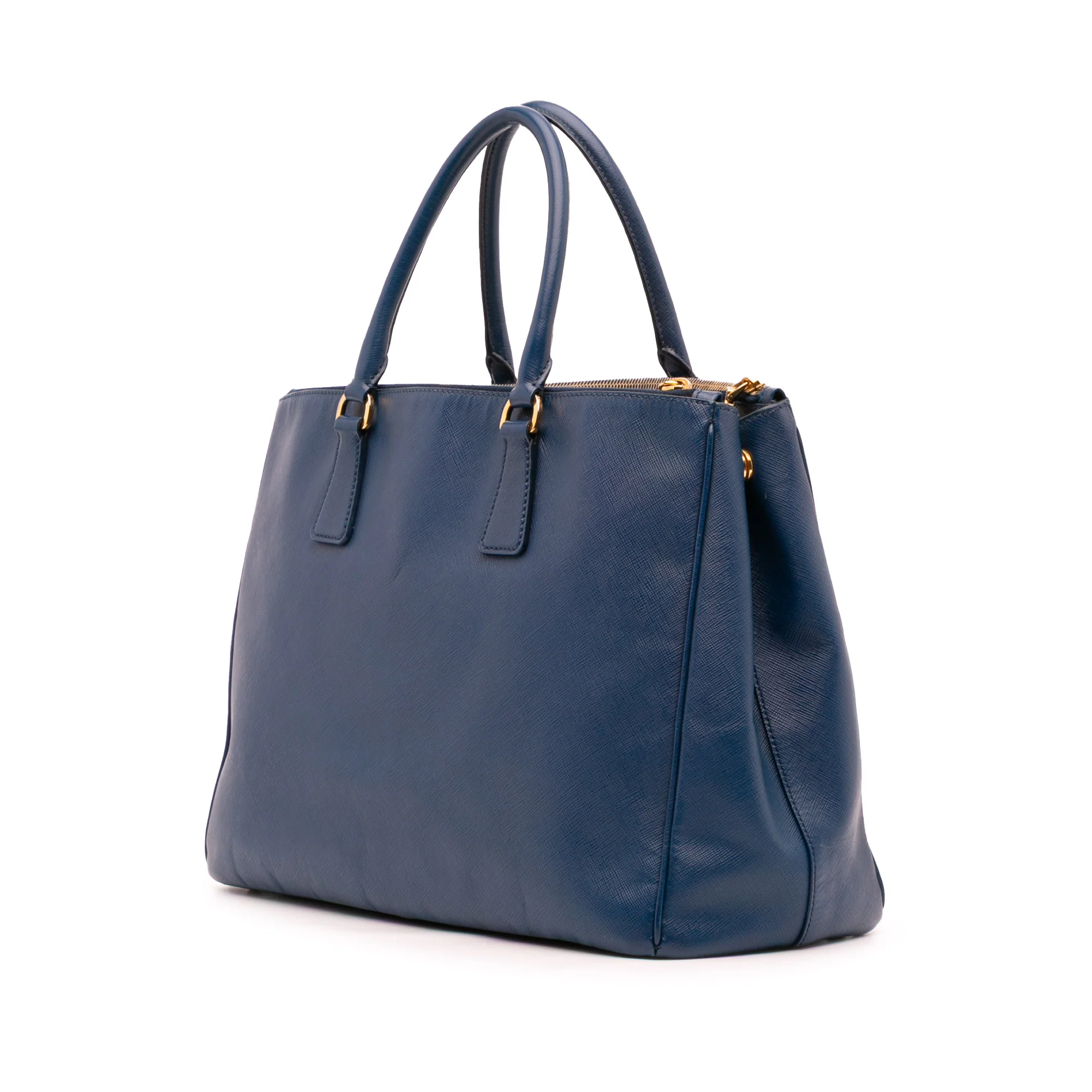 Prada | Pre-Owned Large Saffiano Lux Galleria Double Zip Tote | Blue - Image 6