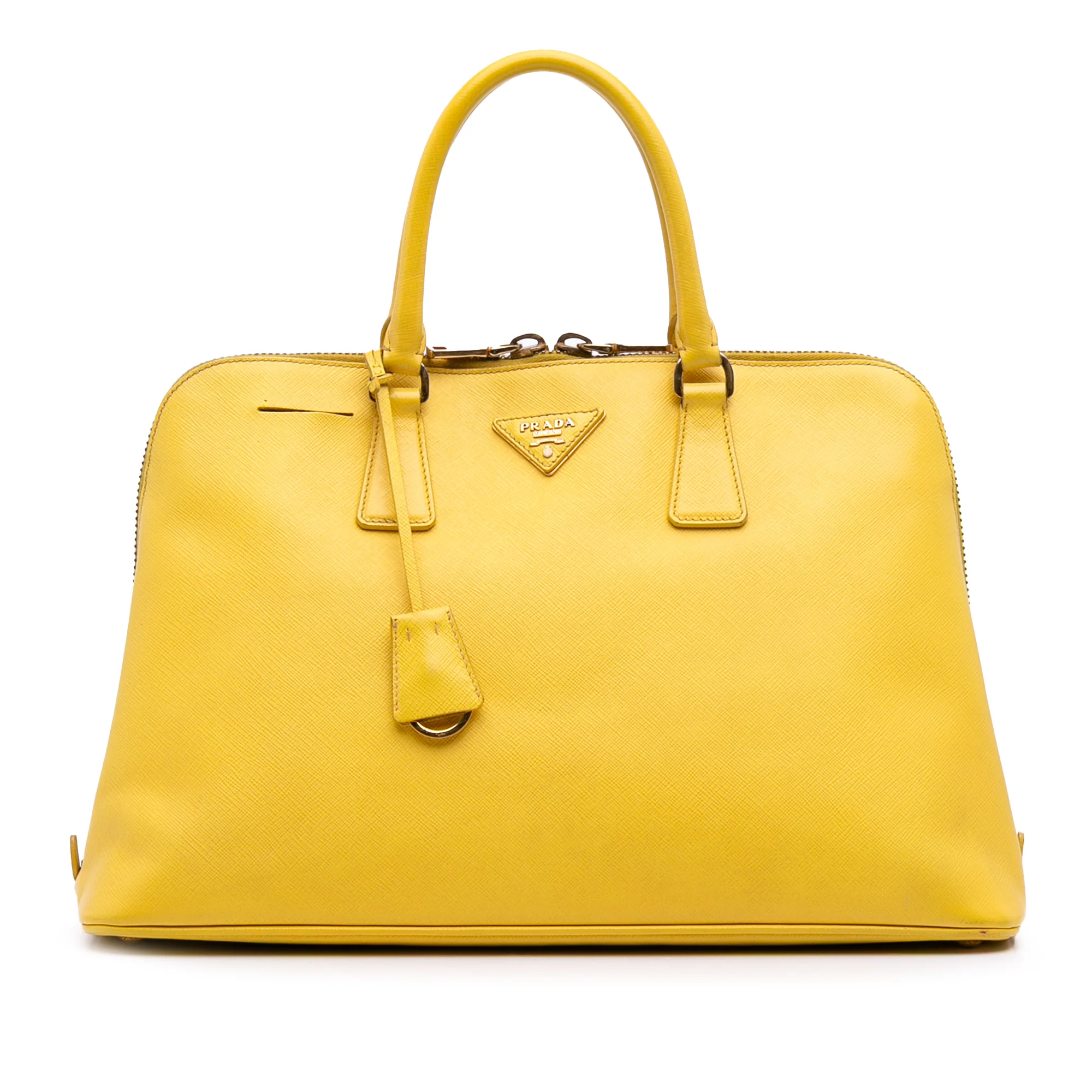 Prada | Pre-Owned Large Saffiano Lux Promenade Satchel | Yellow
