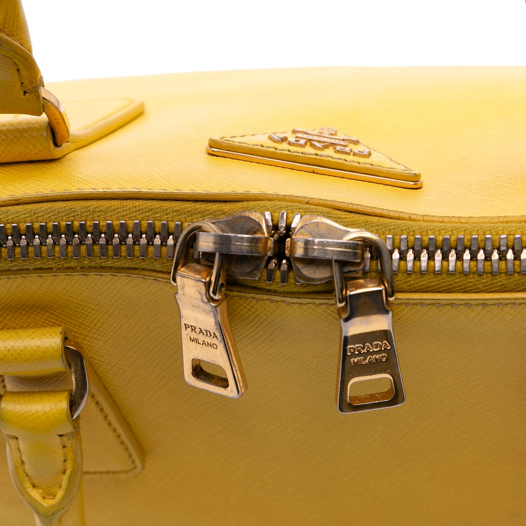 Prada | Pre-Owned Large Saffiano Lux Promenade Satchel | Yellow - Image 10