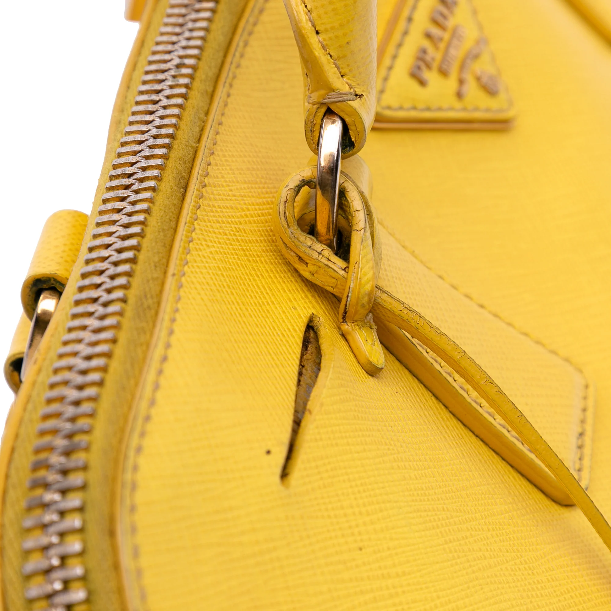 Prada | Pre-Owned Large Saffiano Lux Promenade Satchel | Yellow - Image 11