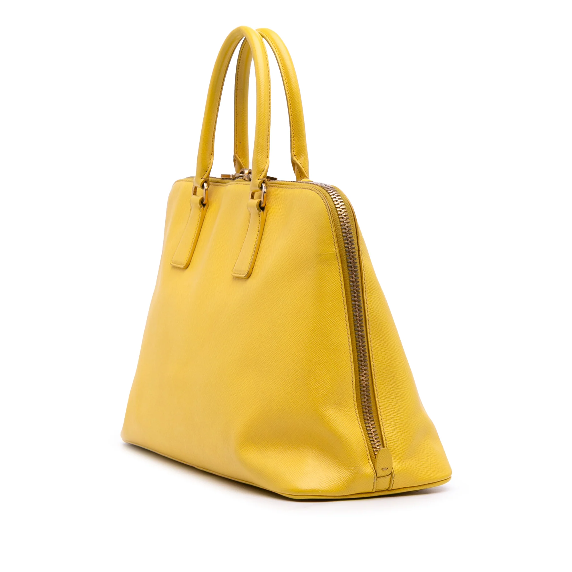 Prada | Pre-Owned Large Saffiano Lux Promenade Satchel | Yellow - Image 5