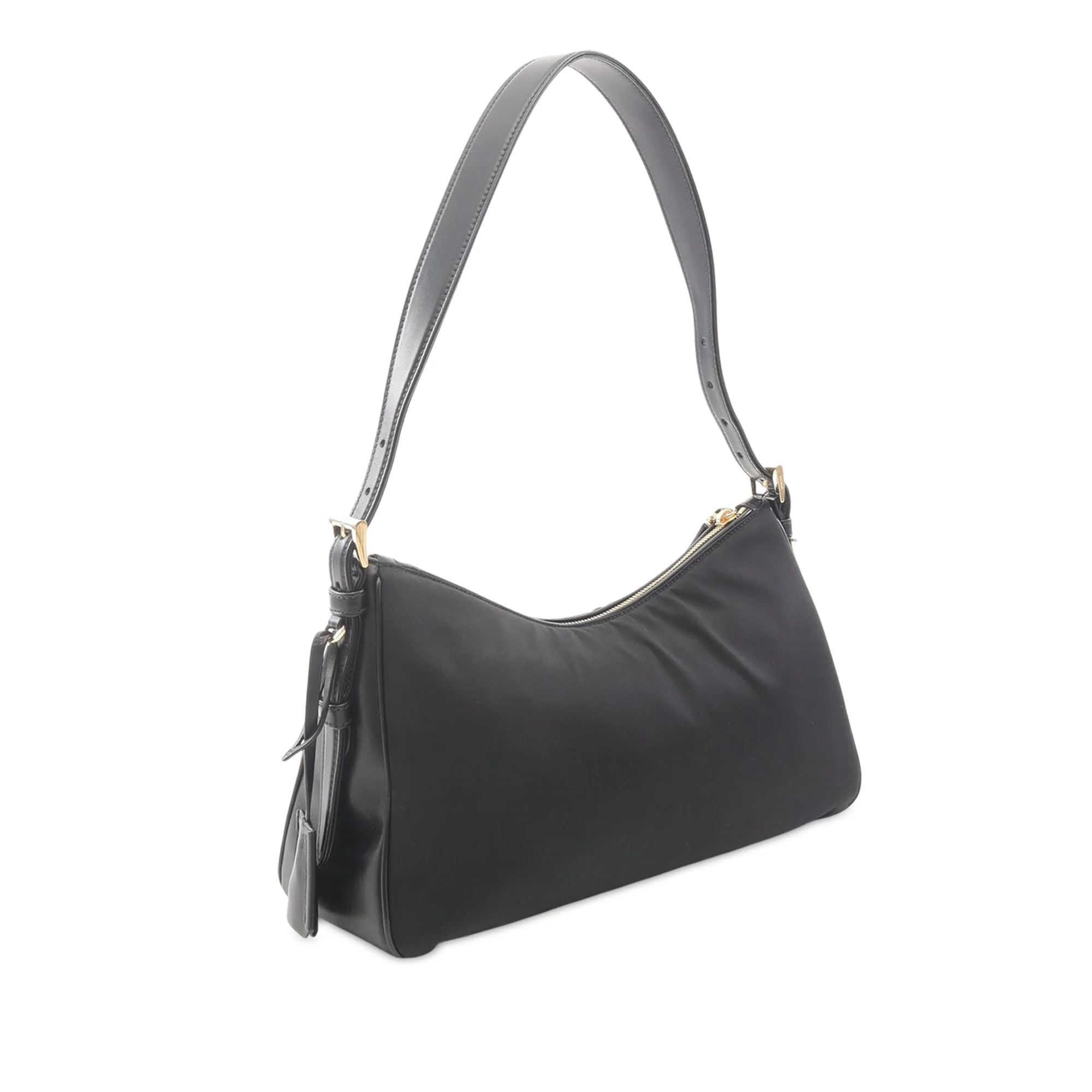 Prada | Pre-Owned Leather and Tessuto Shoulder Bag | Black - Image 2